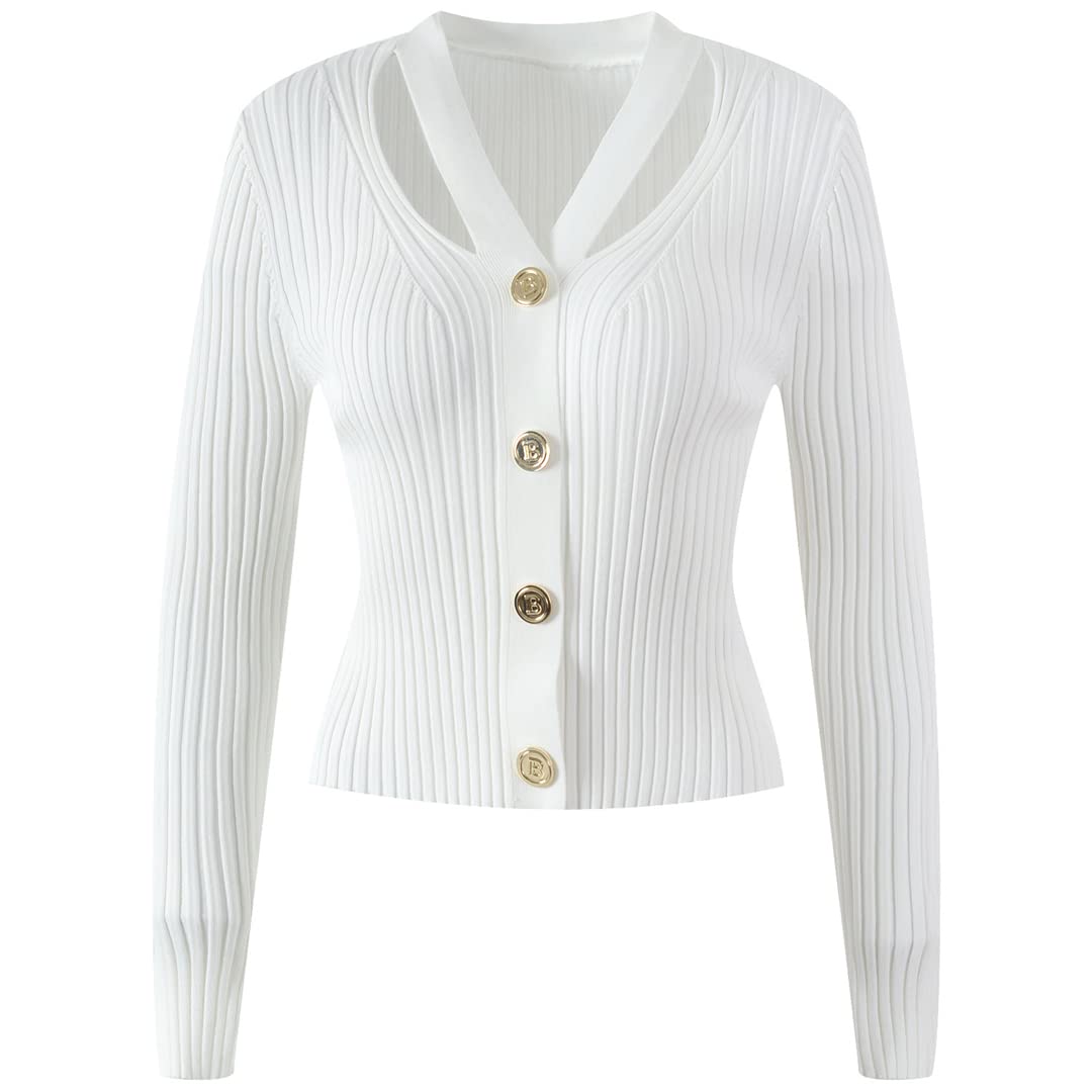 2022 Vintage Halter Long Sleeve Knitted Sweater for Women - White & Black Winter Pullover | Perfect for Casual Outings, Date Nights & Holiday Parties