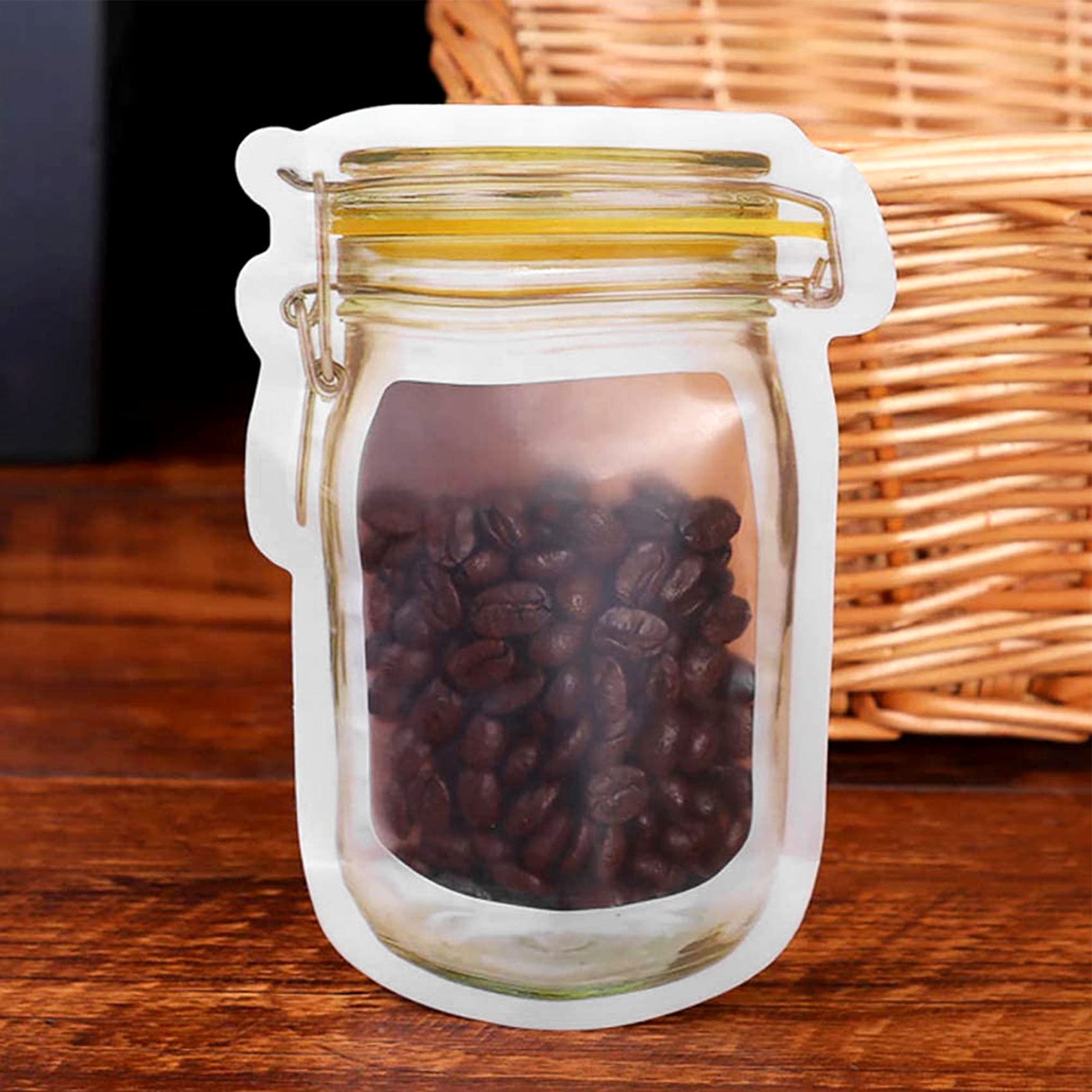 100 Pack Reusable Mason Jar Zipper Bags - Airtight Food Storage Bags for Snacks, Candy, Nuts & Cookies | BPA-Free Kitchen Organizer | Perfect for Meal Prep, Picnics & Pantry Organization