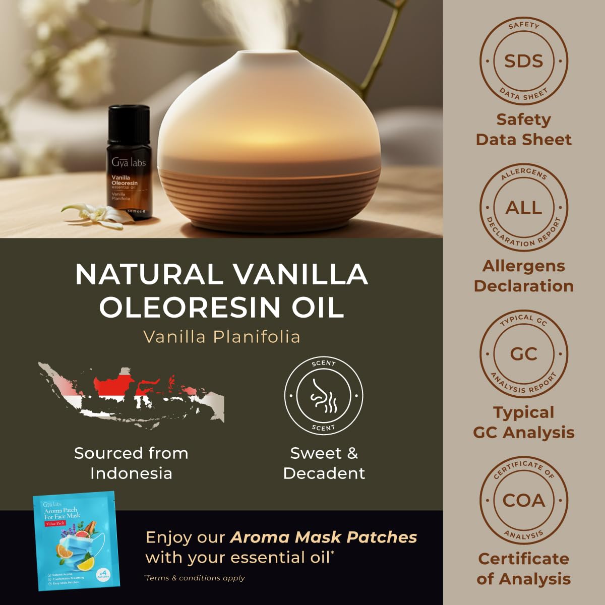 **100% Pure Rose Geranium & Vanilla Essential Oil Set - Natural Aromatherapy Grade for Skin Care & Diffuser - 2x0.34 fl oz - Gya Labs - Perfect for Relaxation, Massage & Home Fragrance**