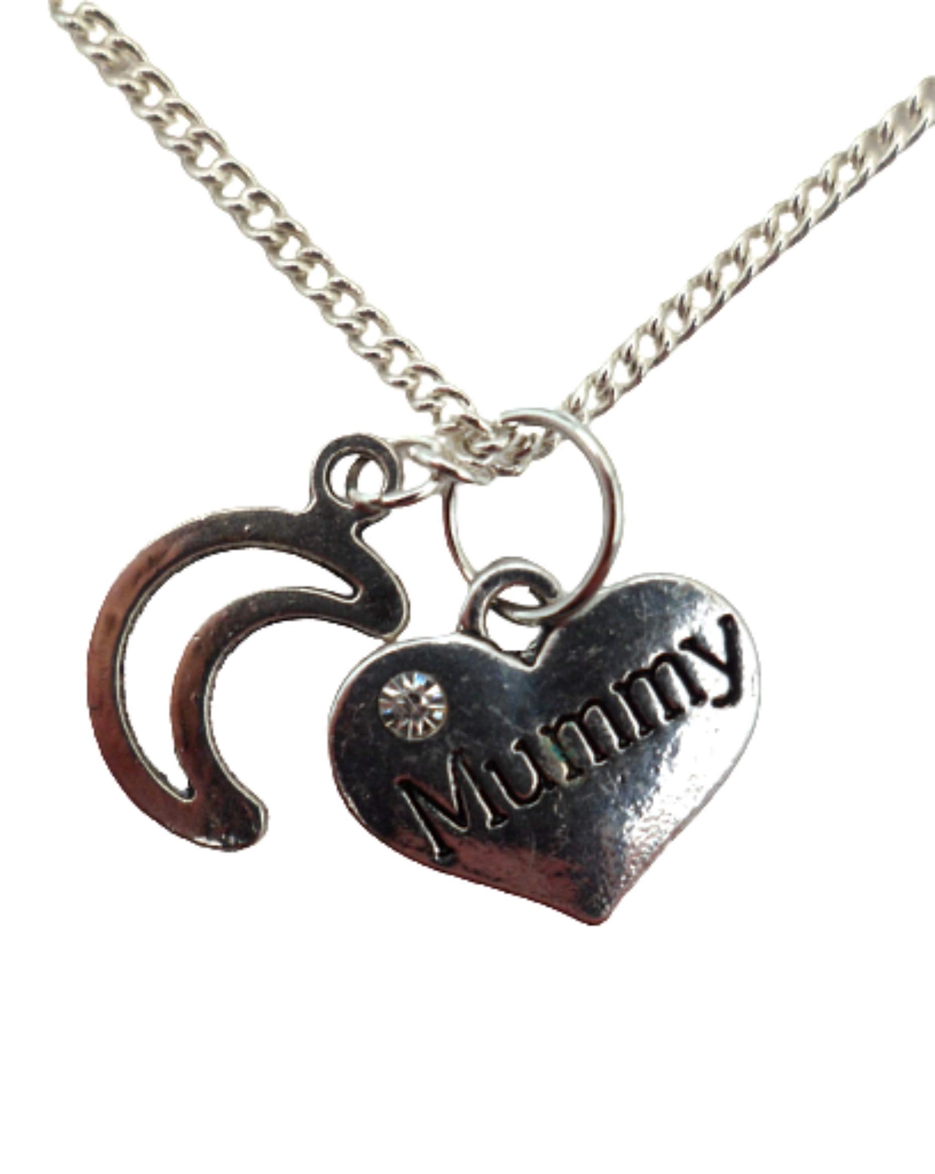 Silver Plated Heart Charm Necklace - Mummy Love Jewelry for Women | Perfect Gift for Mother's Day, Valentine's Day & Special Occasions