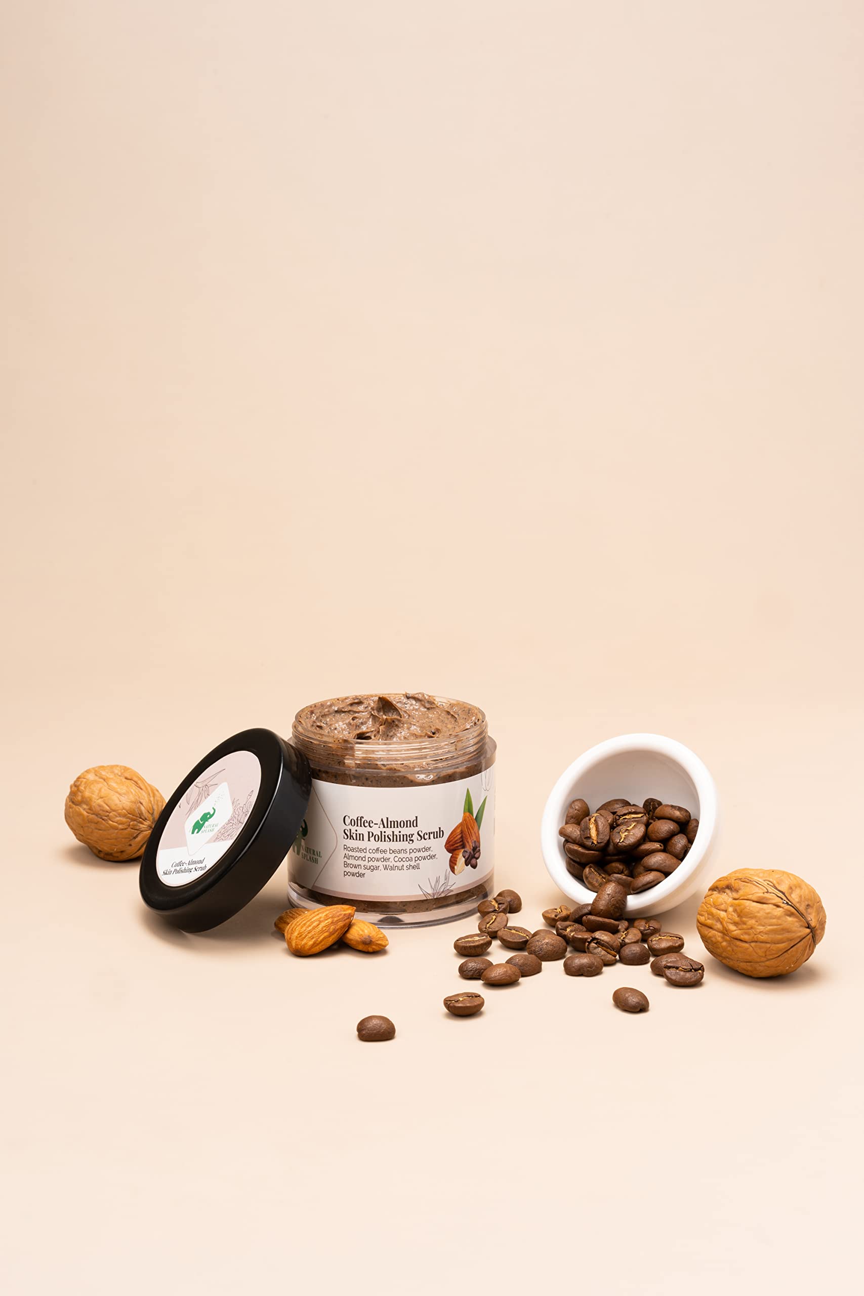 Natural Splash Coffee Almond Skin Polishing Scrub | Exfoliating Face & Body Scrub for Tan Removal | Coffee Scrub with Walnut, Cocoa & Almond Powder | Skin Brightening & Smoothing Treatment | Perfect for Spa Day & At-Home Skincare Routine