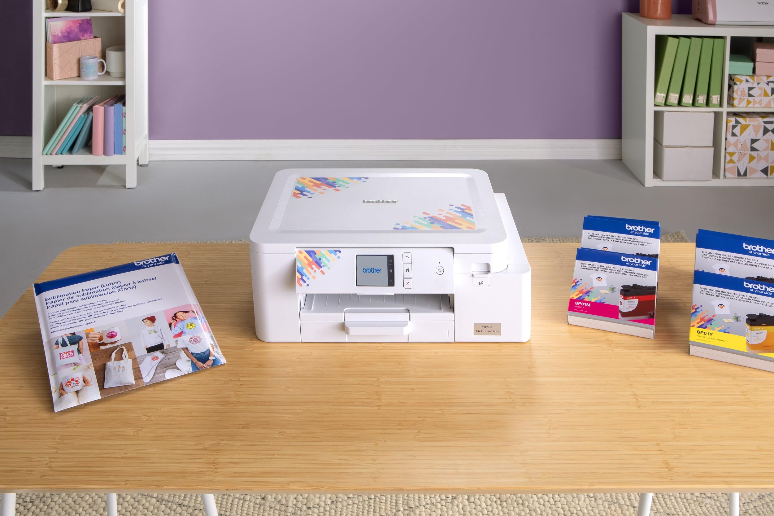 Brother Genuine Sublimation Ink Cartridge Set - Black, Cyan, Magenta, Yellow with 100 Sheets Sublimation Paper (8.5