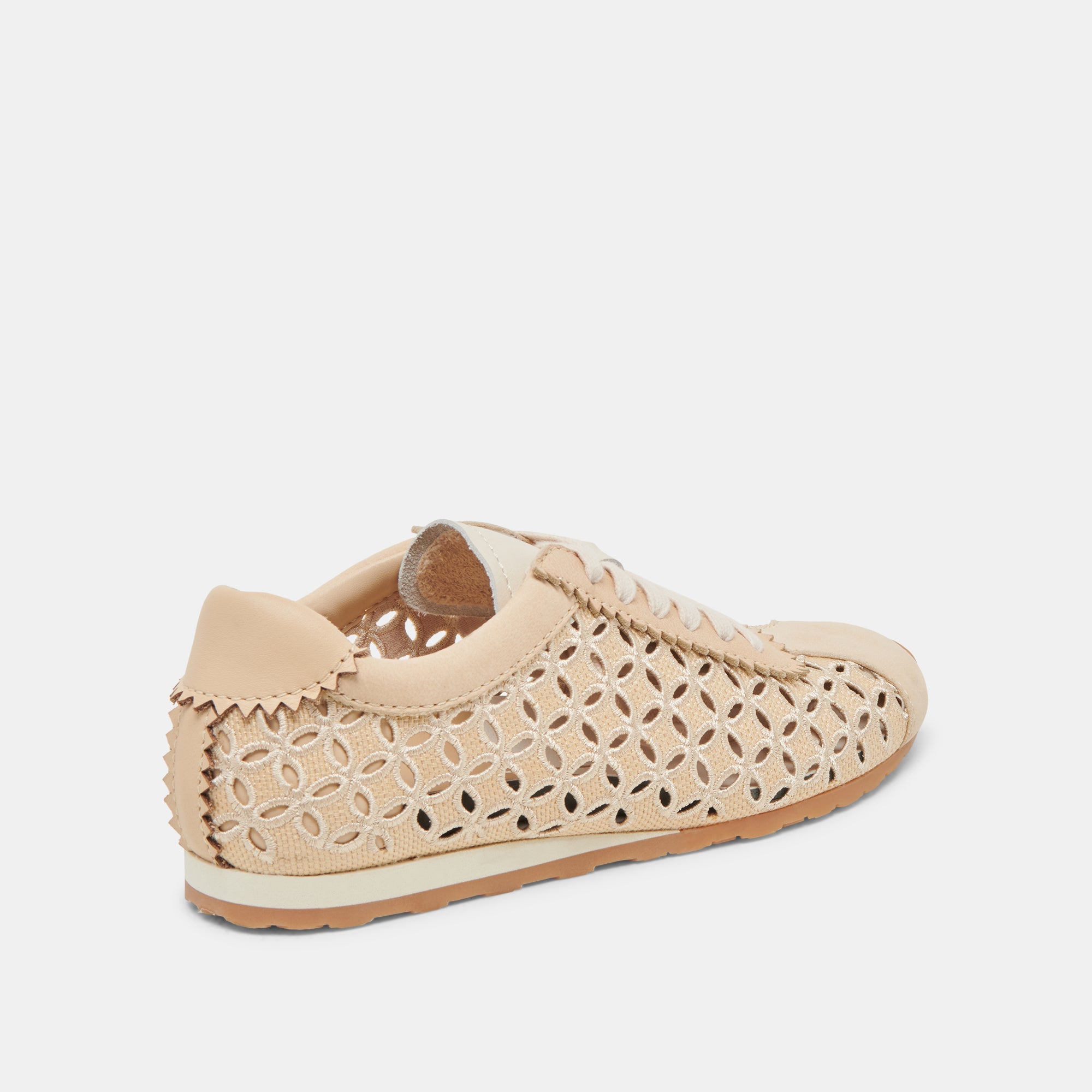 DANIE EYELET PERF SNEAKERS Lightweight Natural Raffia Women's Casual Shoes - Perfect for Summer Outings, Beach Walks & Everyday Comfort