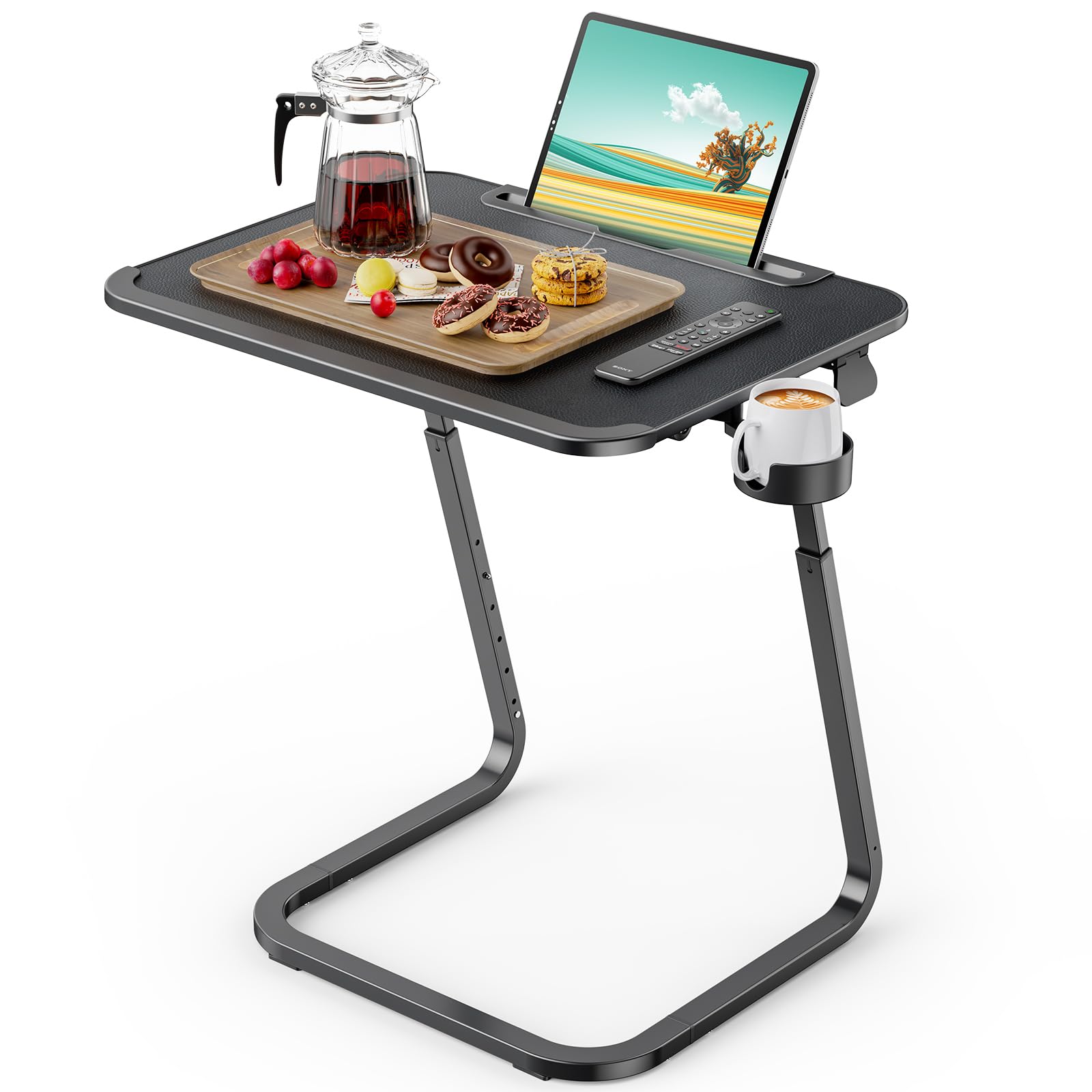 SAIJI Adjustable TV Tray Table - Extra Large Heavy Duty Folding Laptop Desk with Tilting Surface | Perfect for Eating, Working, or Watching TV in Bed, Living Room & Office