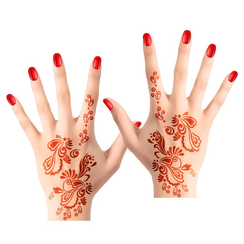 Apcute Mehandi Art Passion Tools Bridal Henna Stencil Set - 2 Pack for Both Hands, Reusable Tattoo Stickers for Women & Girls (Design A5) | Perfect for Weddings, Festivals & DIY Body Art