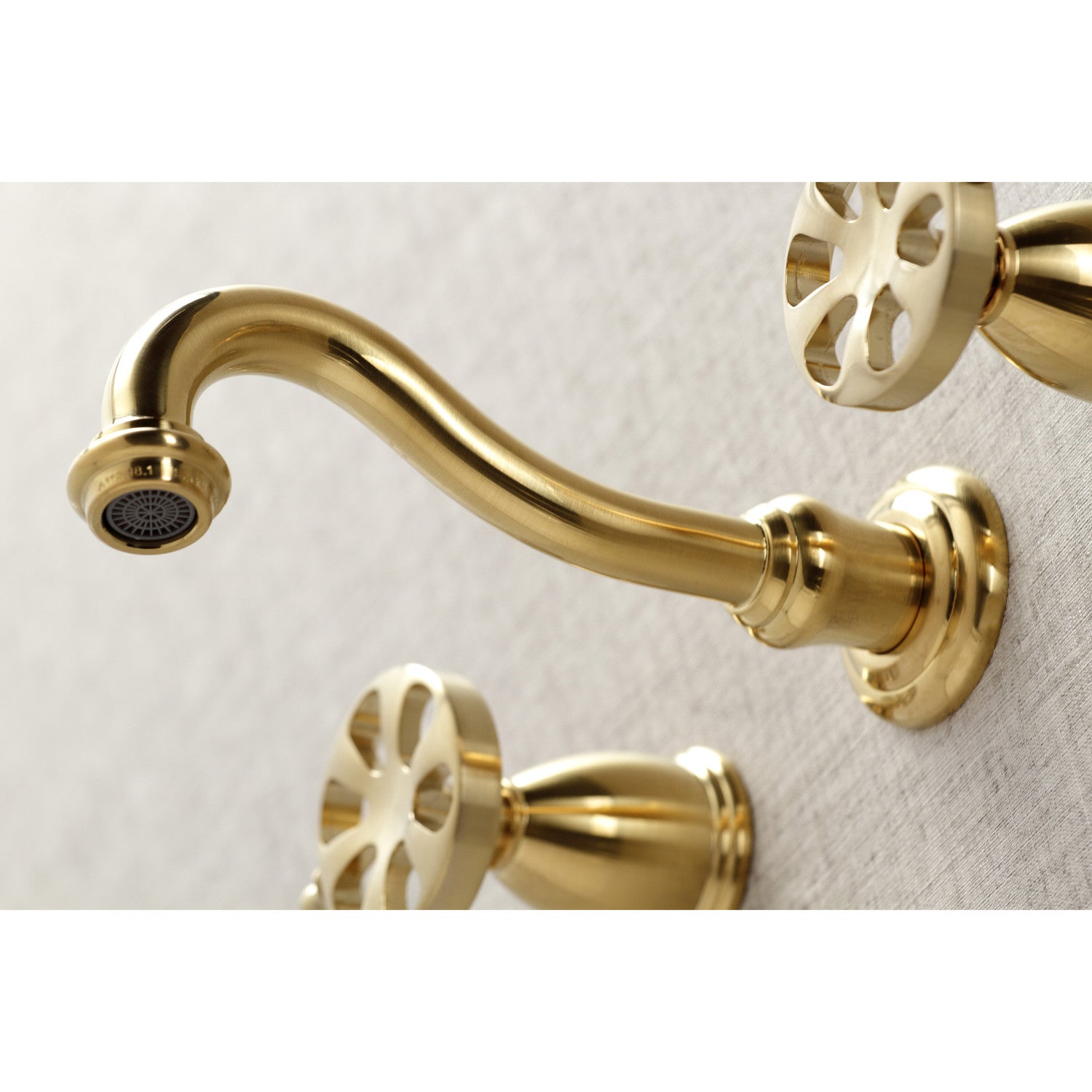 Belknap KS3127RX Brushed Brass Double Handle 3 Hole Wall Mount Bathroom Faucet - Perfect for Modern Bathroom & Powder Room Renovations