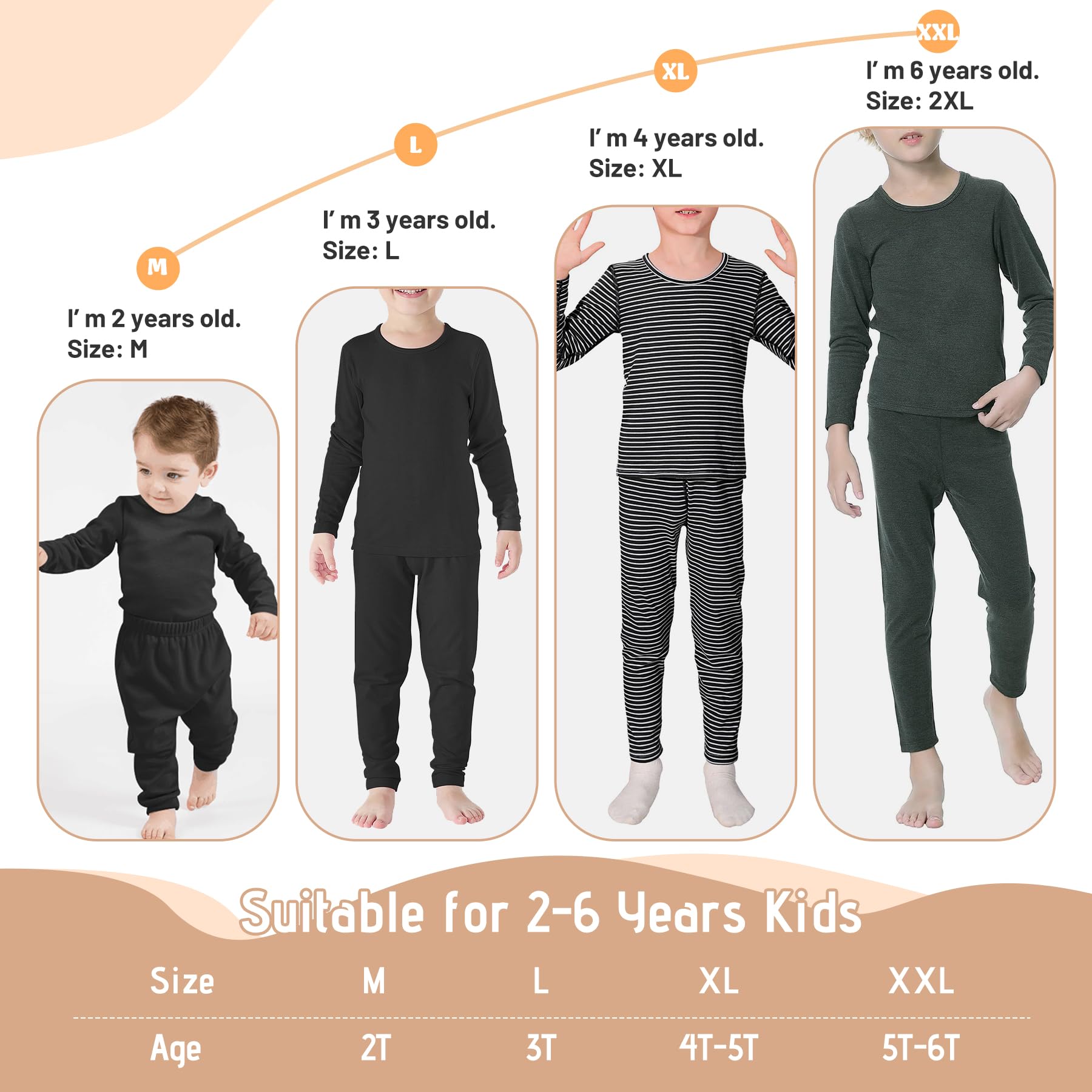 Zando Toddler Thermal Underwear Sets - Kids Base Layer Winter Warm Long Johns for Boys & Girls | Cold Weather Protection for Outdoor Play & Winter Sports