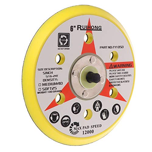 6 Inch 6 Hole Hook & Loop Sanding Pad - 5/16