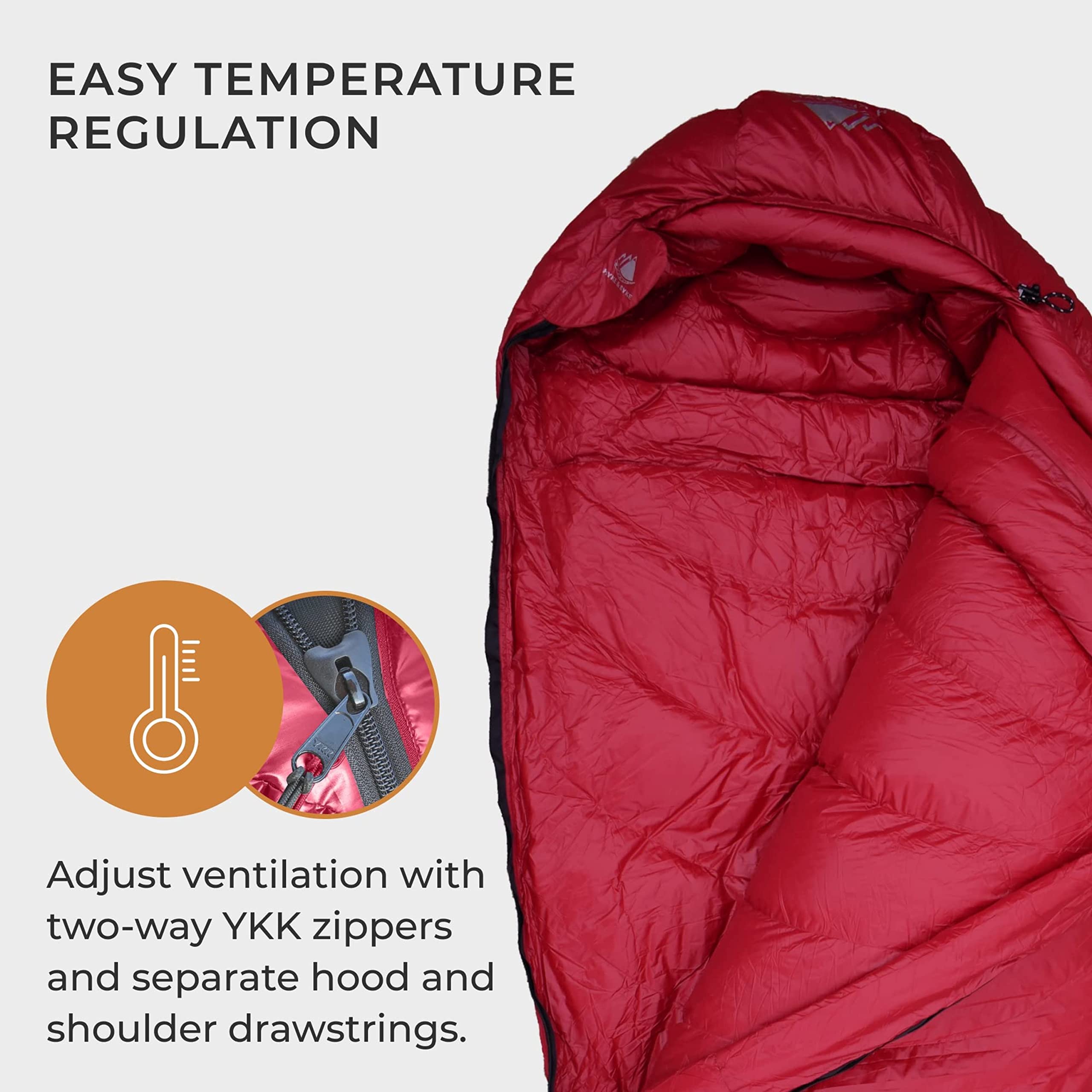 Hyke & Byke Snowmass 0°F Cold Weather Mummy Sleeping Bag - 650 FP Duck Down 4 Season Ultralight Backpacking Sleeping Bag for Adults with Compression Sack - Perfect for Winter Camping, Hiking & Outdoor Adventures