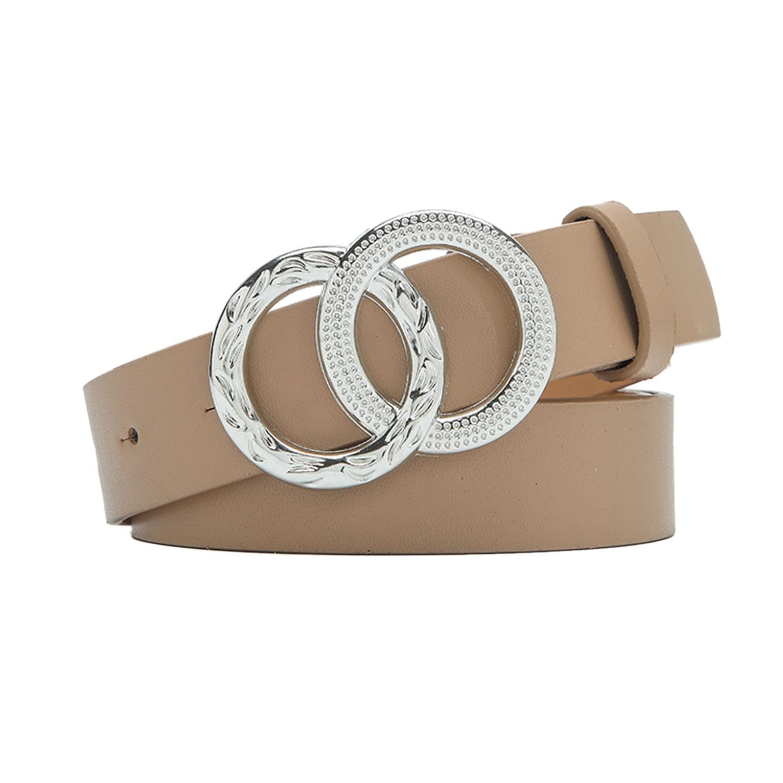 Stylish Black Leather Belts for Women - Double O Ring Buckle Fashion Belt for Jeans & Pants | Genuine Faux Leather Waist Accessory | Perfect for Casual Outfits, Office Wear & Everyday Use