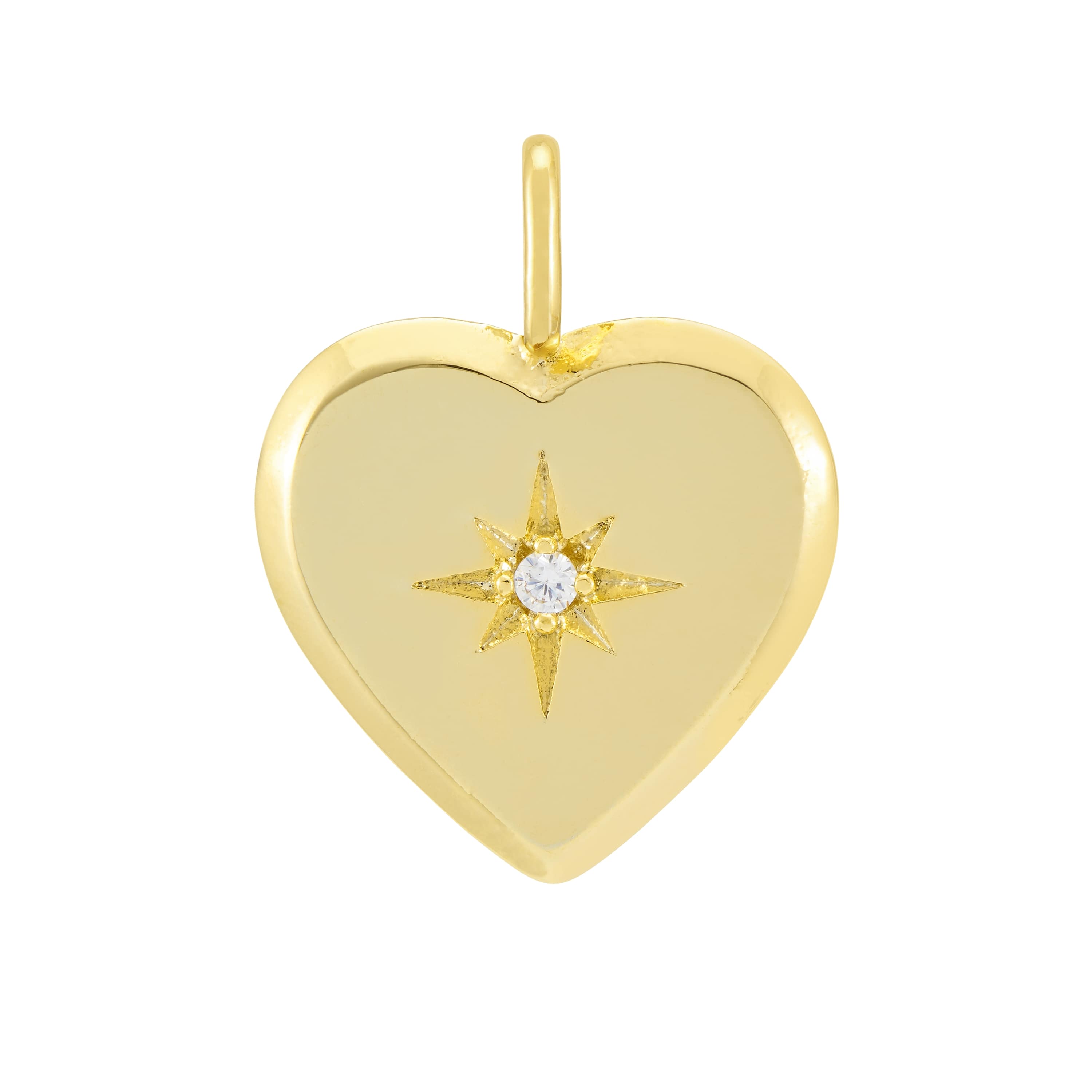 14K Gold Plated Knife Edge CZ Heart Charm Pendant - Elegant Jewelry for Necklace, Bracelet & Gift Giving - Perfect for Valentine's Day, Anniversary & Special Occasions