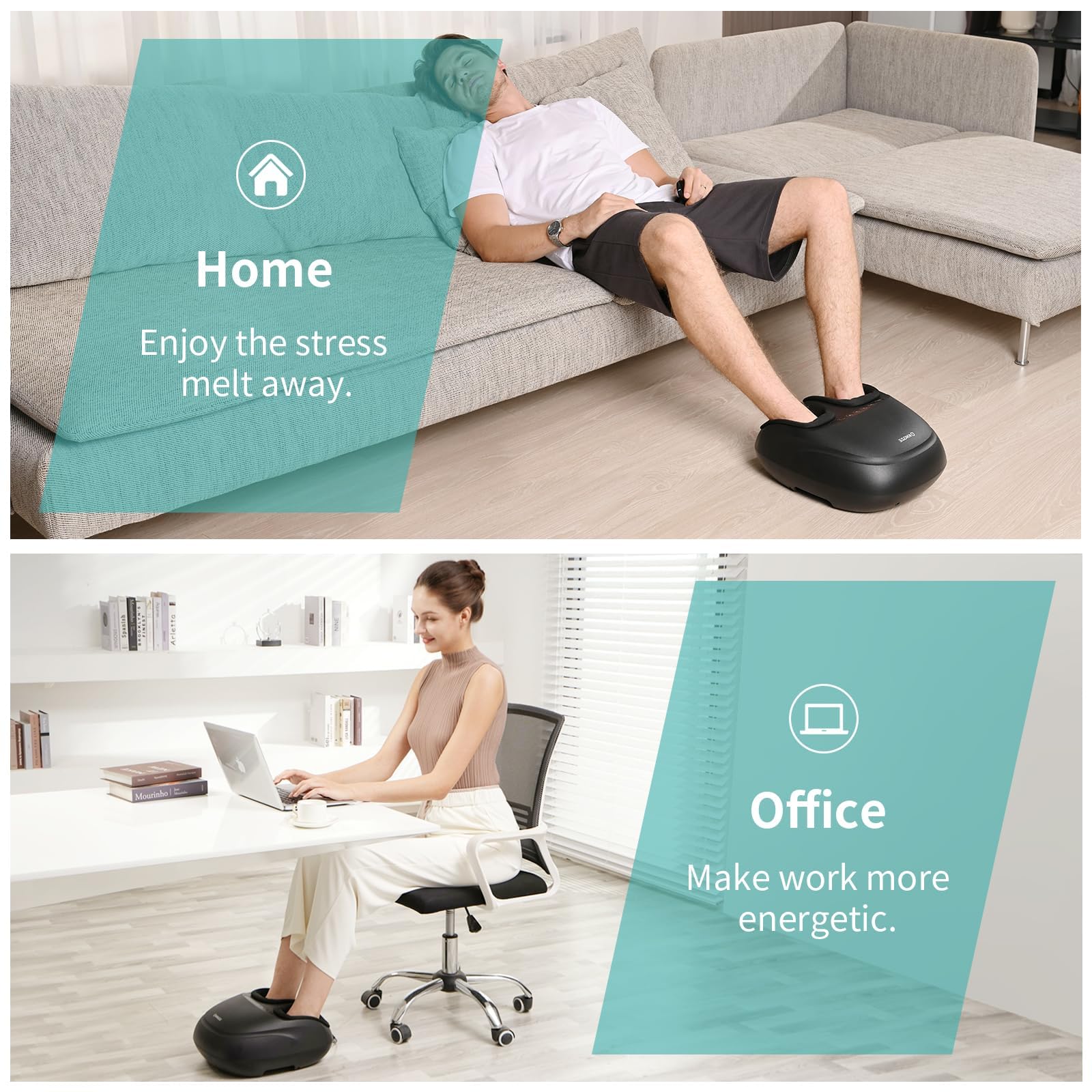 Electric Shiatsu Foot Massager with Heat - Deep Kneading for Plantar Fasciitis Pain Relief - 6 Massage Modes - Perfect Gift for Men & Women - Home, Office, Spa Relaxation Therapy