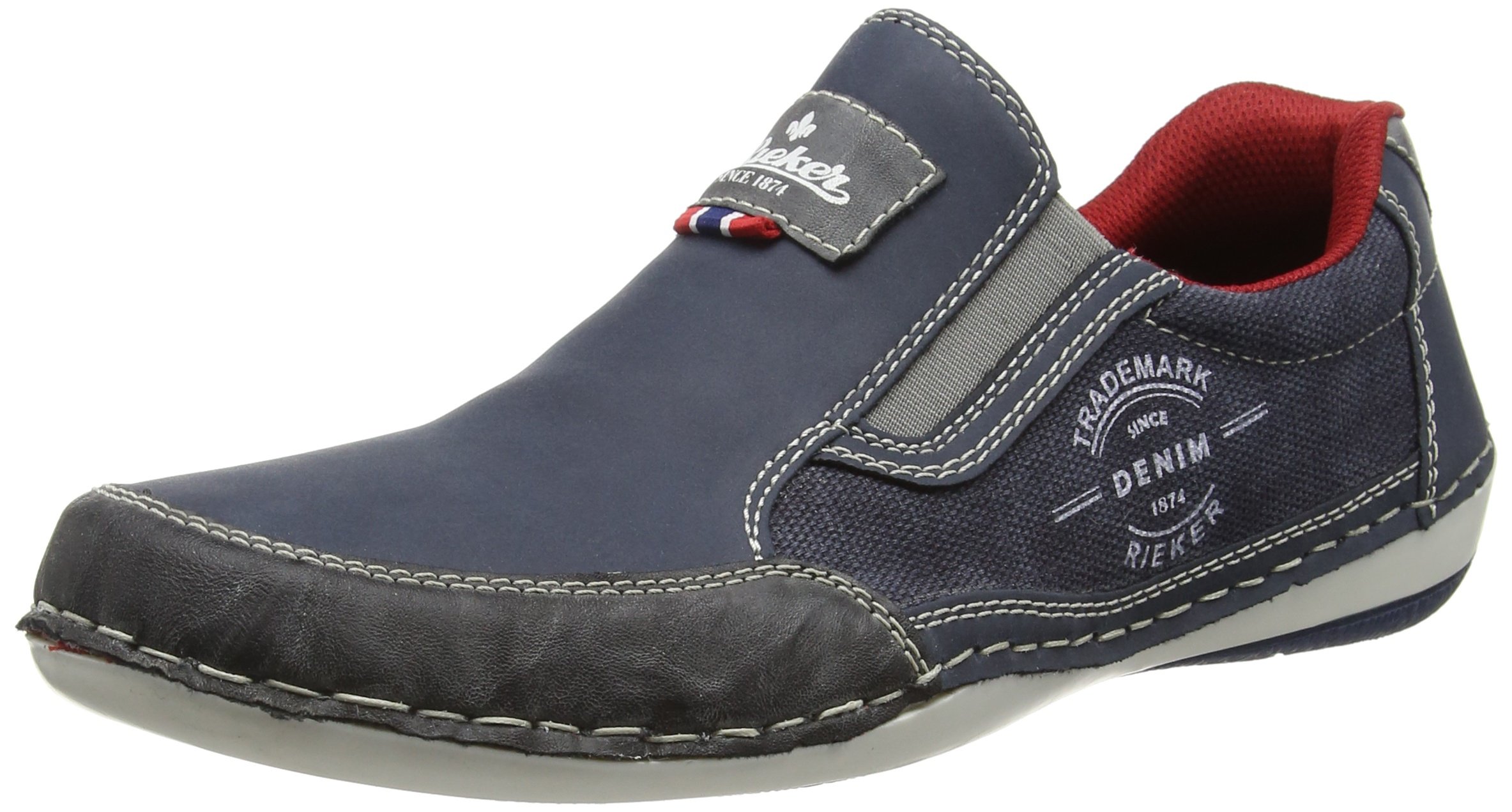 Rieker Men's B9251 Loafers - Blue Smoke Denim Slip-On Shoes, EU 41 / UK 7.5 - Comfortable Casual Dress Shoes for Office, Business & Everyday Wear