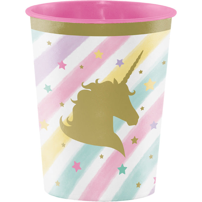 12-Piece Bulk Sparkle Unicorn 16 oz Plastic Keepsake Cups - Perfect for Birthday Parties, Baby Showers & Themed Events