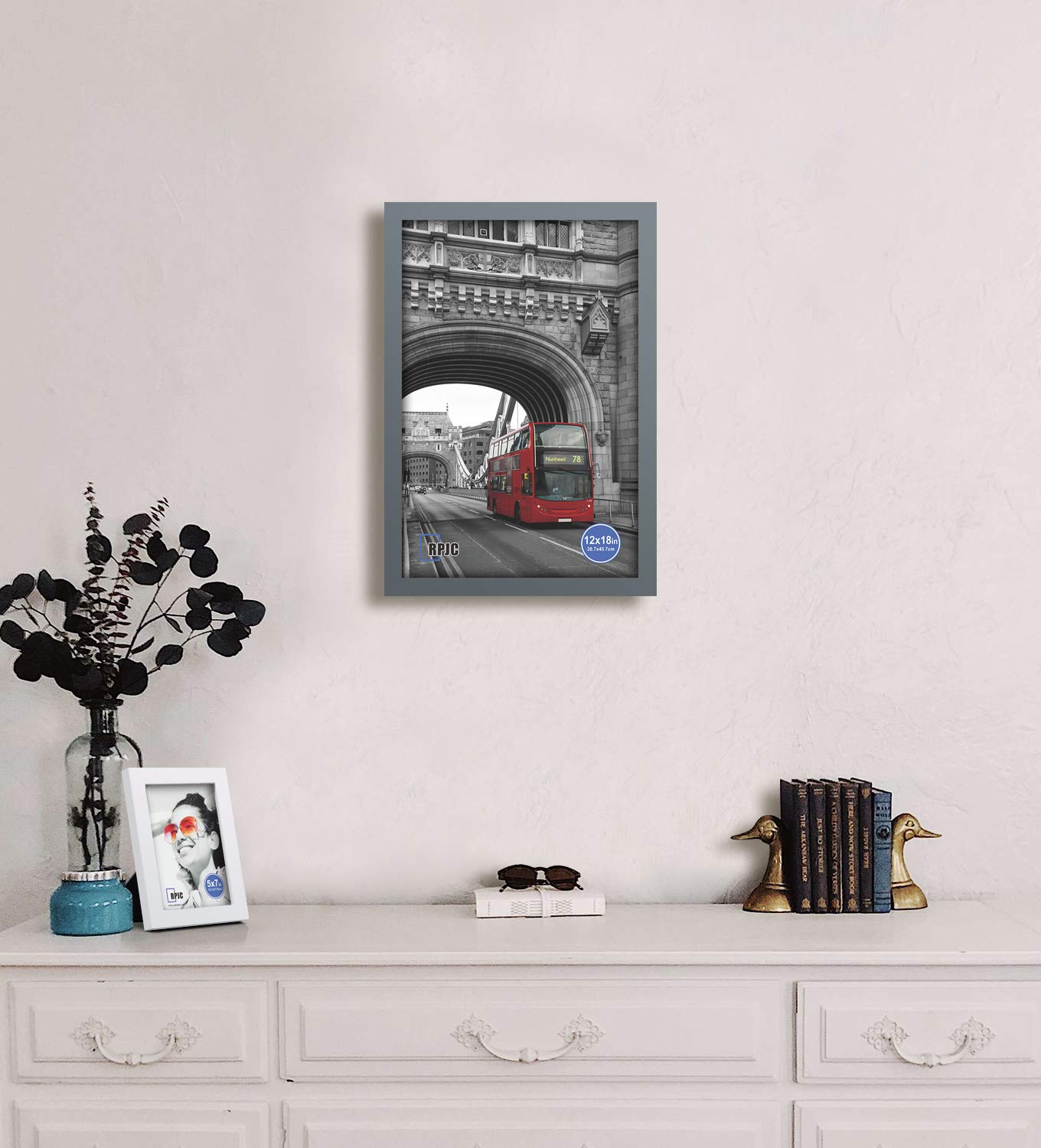 12x18 Inch Solid Wood Poster Frame - Wall Mount Hanging Picture Frame in Grey - Perfect for Home Decor, Office Art Display & Gift Giving