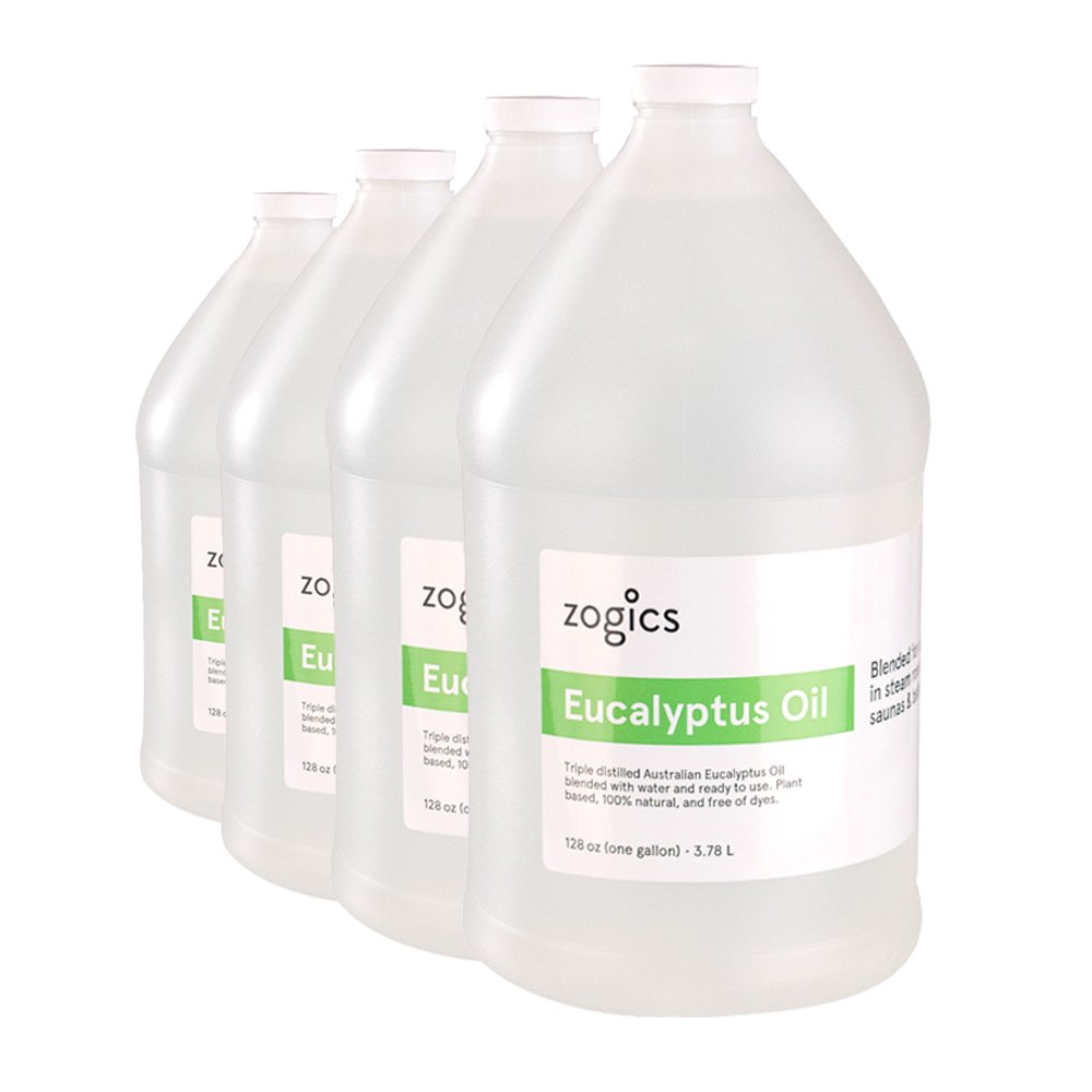 Zogics Ready-to-Use Eucalyptus Steam Room Spray - 4 Gallon Case | Spa, Sauna & Gym Disinfectant for Relaxation & Aromatherapy