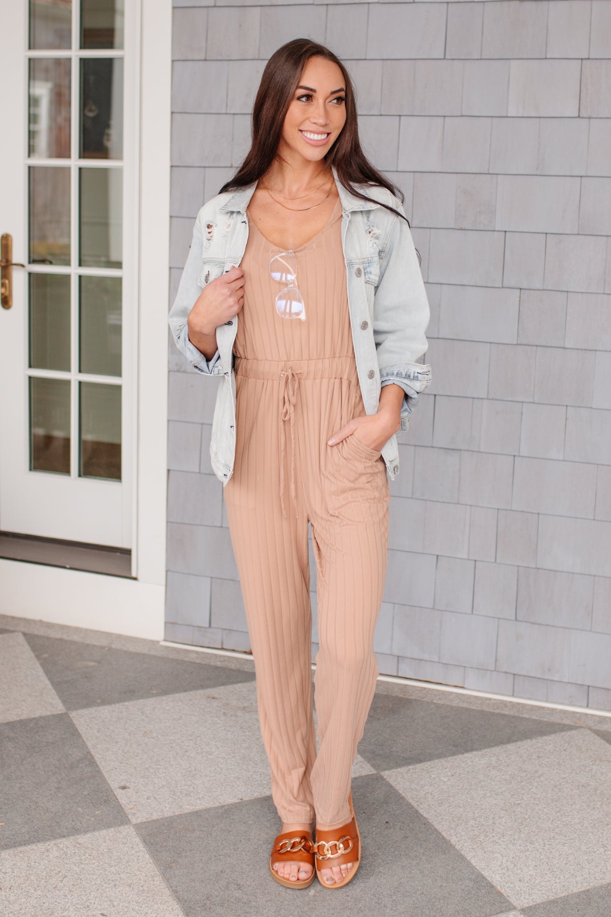 Women's Casual Tan Cruiser Jumpsuit - Comfortable Stretch Fabric Romper for Everyday Wear | Perfect for Outings, Beach Cover-ups & Summer Vacations
