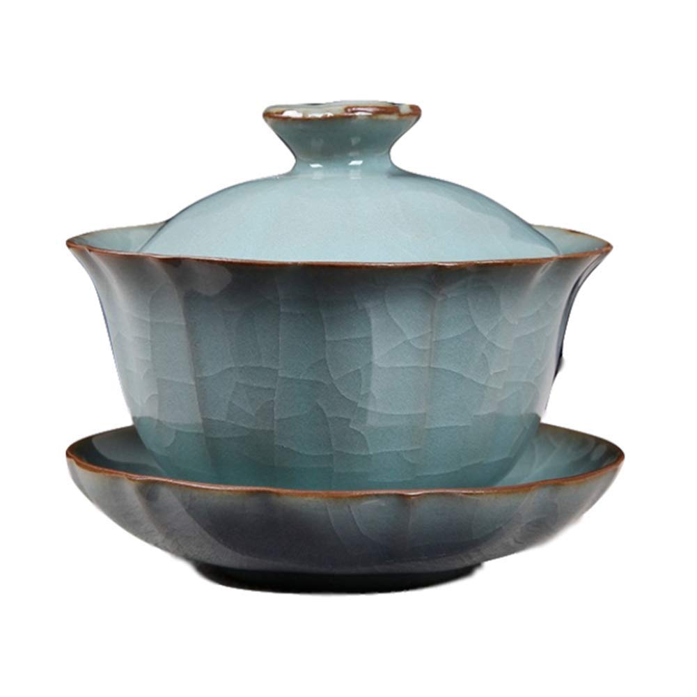 Premium Handmade Celadon Gaiwan Set - 5oz Porcelain Teacups with Saucer for Kung Fu Tea Ceremony | Traditional Chinese Tea Drinking Accessories (Grey) - Perfect for Tea Lovers, Zen Meditation & Gift Giving