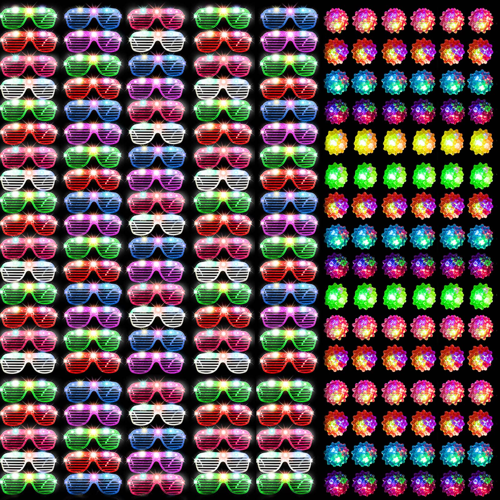 240 Pcs LED Party Glow Toys - 120 LED Glasses & 120 Glow Strawberry Finger Lights - Neon Carnival Party Supplies for Teens & Adults - Perfect for Raves, Concerts, Halloween & Night Events