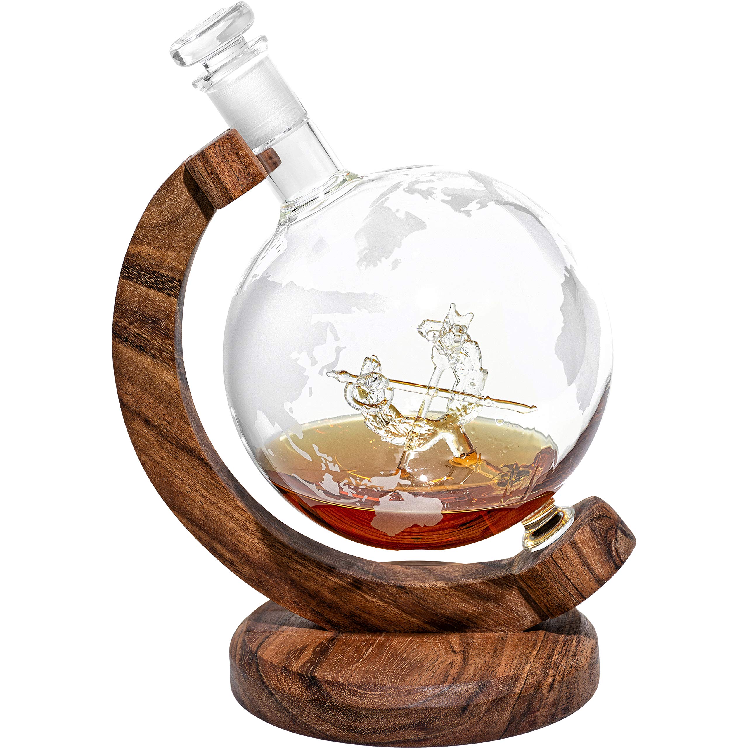 JAG Corps Etched Globe Whiskey Decanter with Emblem - Personalized Military Gift for Promotion, Retirement & Milestones | Unique Judge Advocate General Gift Idea for Lawyers, Veterans & Collectors | Perfect for Office Decor, Home Bar & Special Occasions
