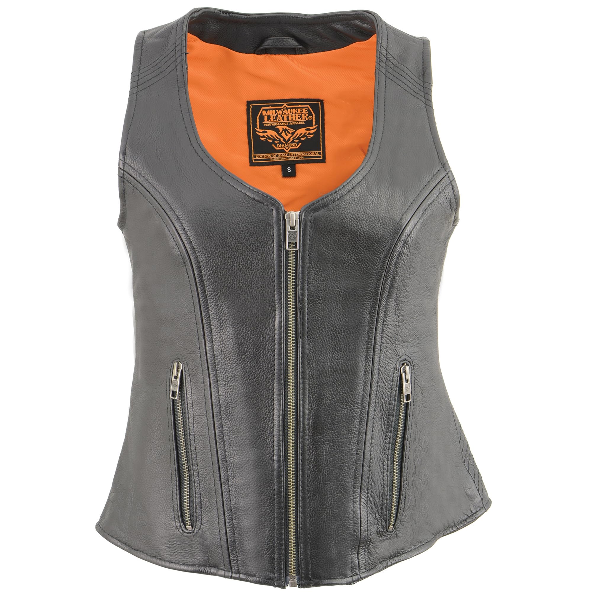 Milwaukee Leather Women's Black Biker Vest with Front Zipper - MLL4530 | Stylish Motorcycle Jacket for Riding & Casual Wear
