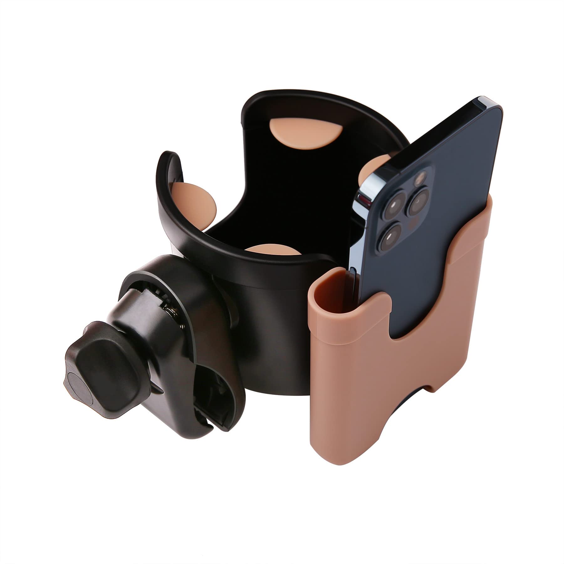 Universal Stroller Cup Holder with Phone Pocket & Organizer - 2-in-1 Drink Holder for Bikes, Wheelchairs, Walkers & Baby Strollers - Perfect for Outdoor Activities, Commuting & Travel Accessories