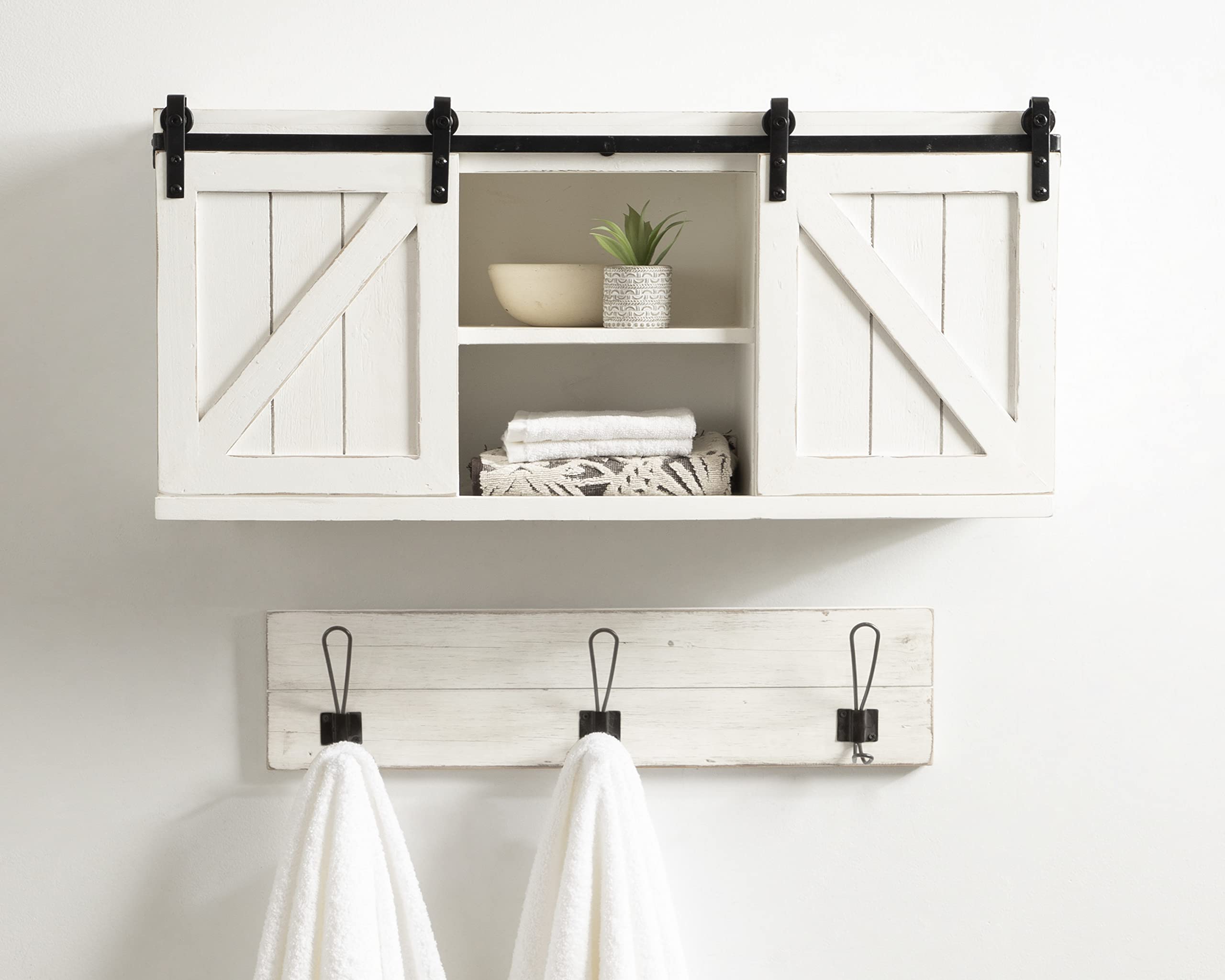 Kate and Laurel Cates Rustic Sliding Door Floating Wall Cabinet - 30