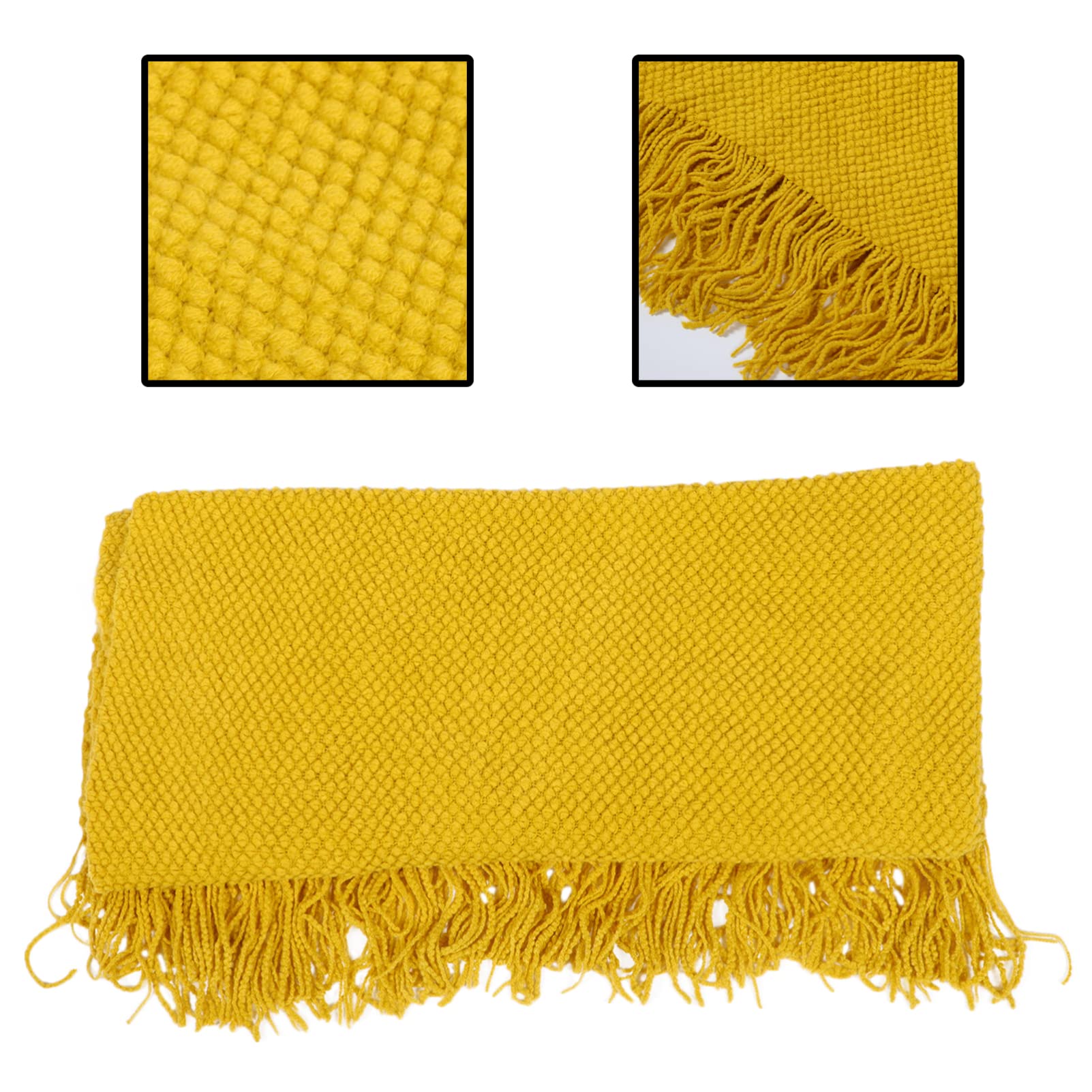 Unomor Knit Sofa Blanket with Tassels - Cozy Warm Throw Blanket for Couch, Chair & Bed - Perfect for Living Room Decor, Winter Snuggling and Home Comfort