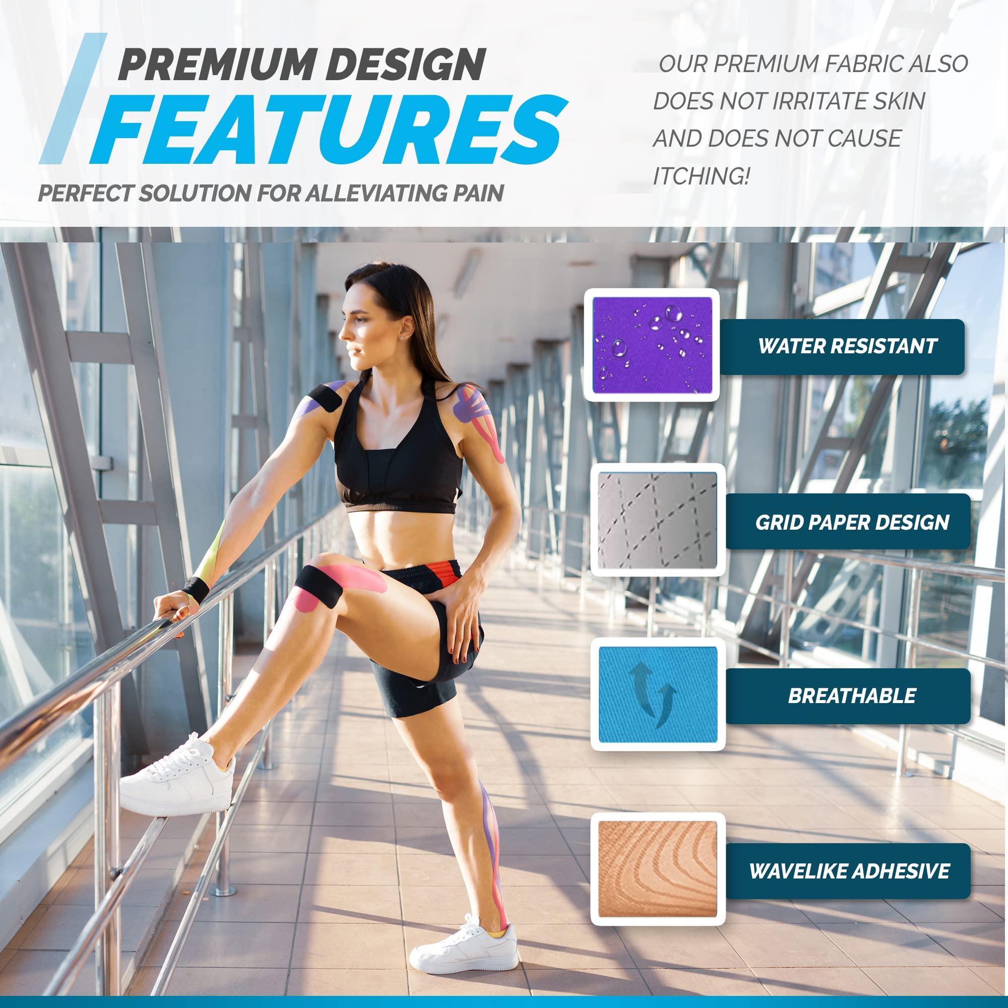 **Kinesiology Tape for Sensitive Skin - 16ft Uncut Roll | Latex-Free Athletic Sports Tape for Injuries, Knees, Joints & Muscles | Waterproof Kinesio Tape for Pain Relief & Recovery - Perfect for Workouts, Physical Therapy & Post-Surgery Support**