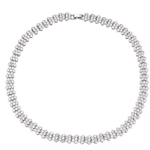 Matashi Rhodium Plated Cubic Zirconia (CZ) Jewelry Set for Women - Elegant Earrings, Bracelet & Necklace Set | Perfect for Parties, Weddings & Special Occasions