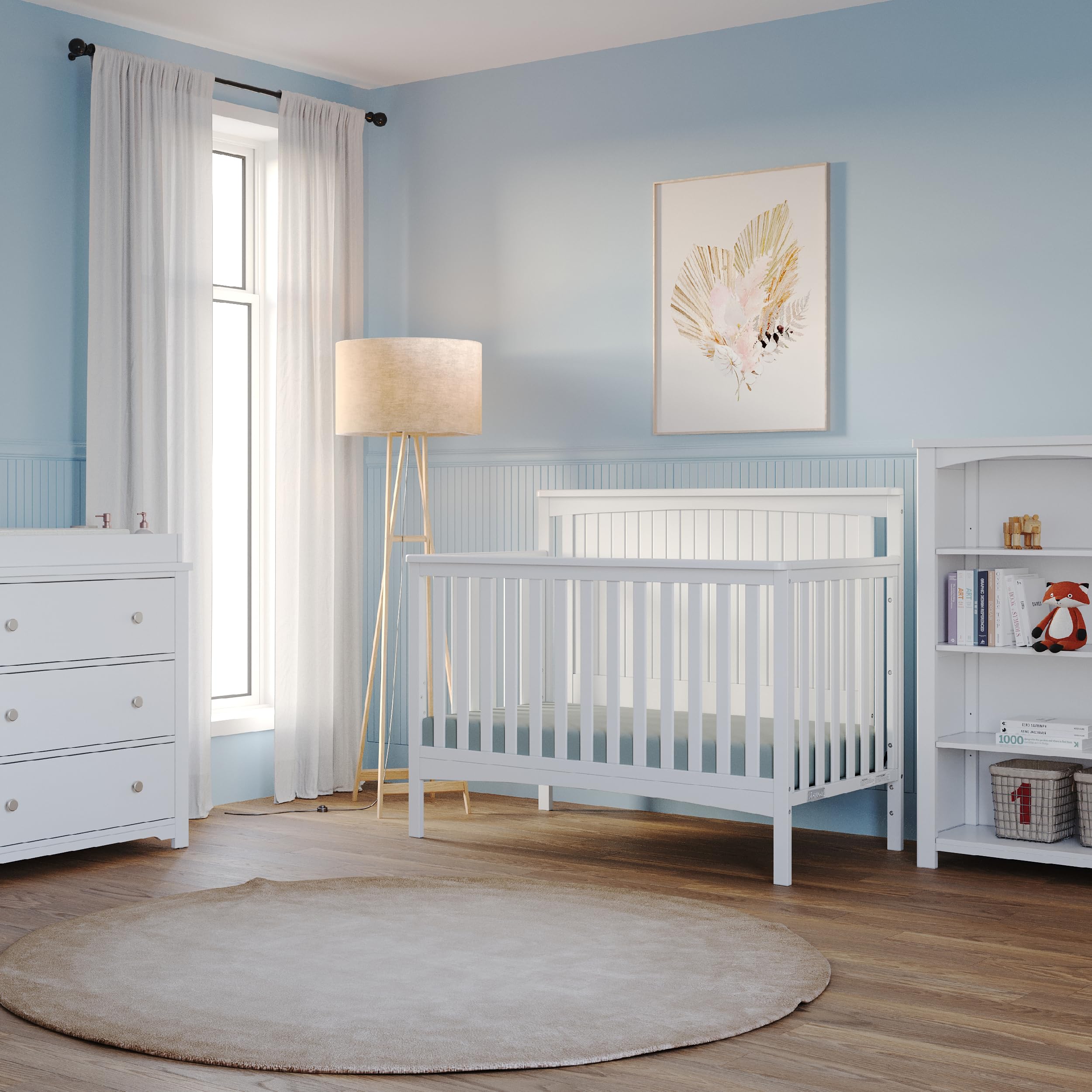 Child Craft Scout 4-in-1 Convertible Crib - Converts to Day Bed, Toddler Bed & Full Size Bed | 3 Adjustable Mattress Heights | Non-Toxic Baby Safe Matte White Finish | Perfect for Nursery, Bedroom & Growing Toddlers