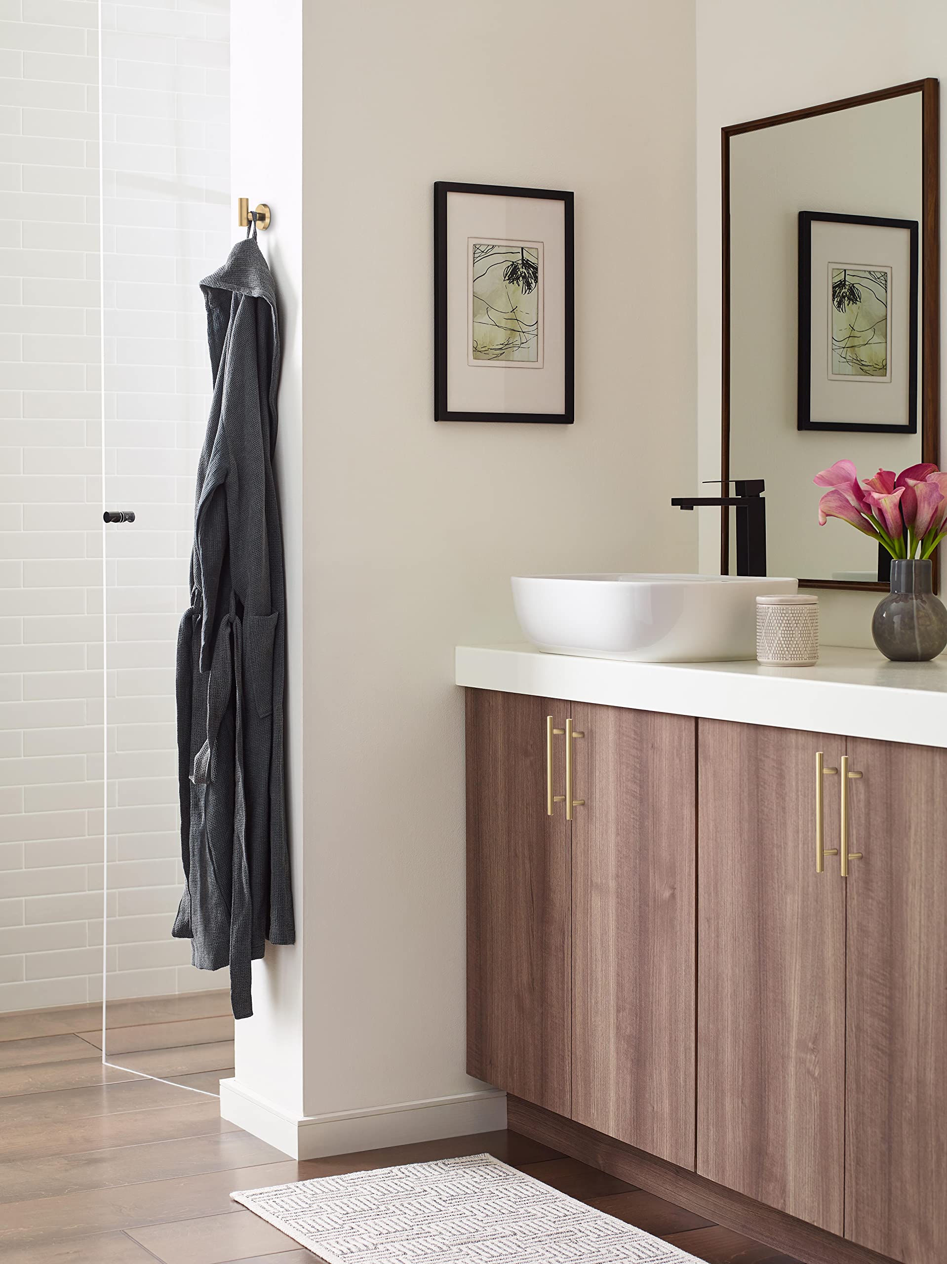 Amerock BH26542CZ Champagne Bronze Single Robe Hook - 2-1/4 Inch (57mm) Bathroom Towel Holder with Arched Design - Durable Bath Accessories for Hanging Robes & Towels | Perfect for Bathroom, Spa & Bedroom Organization