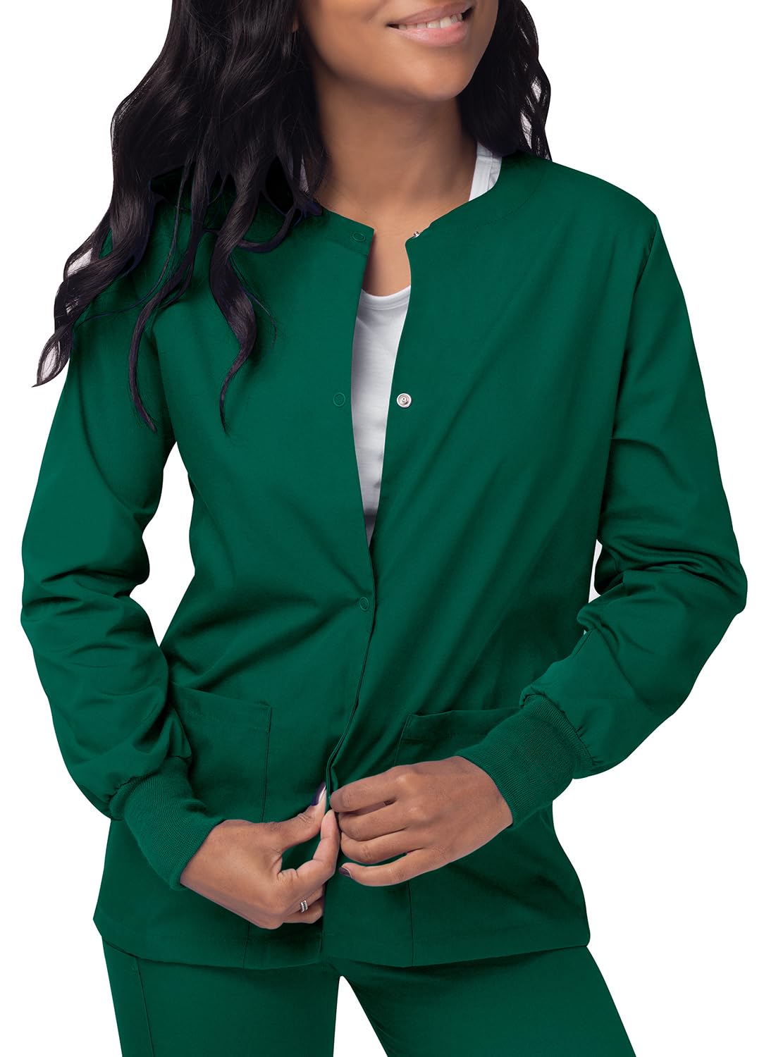 Sivvan Women's Front Snap Warm-Up Jacket - Comfortable & Stylish Scrub Top for Nurses, Doctors & Healthcare Professionals - Perfect for Work, Clinics & Hospitals
