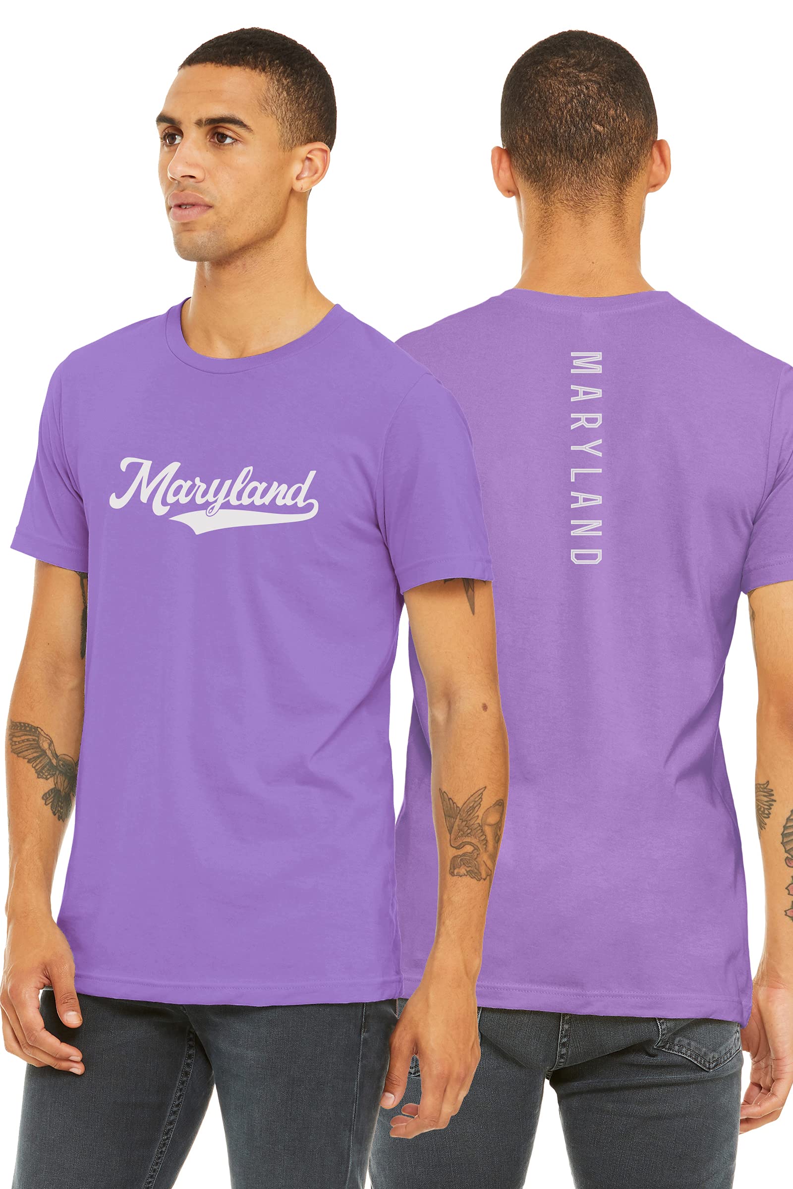 Daxton Adult Unisex T-Shirt - Maryland Script Design with Vertical Text on Back | Casual Wear, Street Style & Everyday Comfort