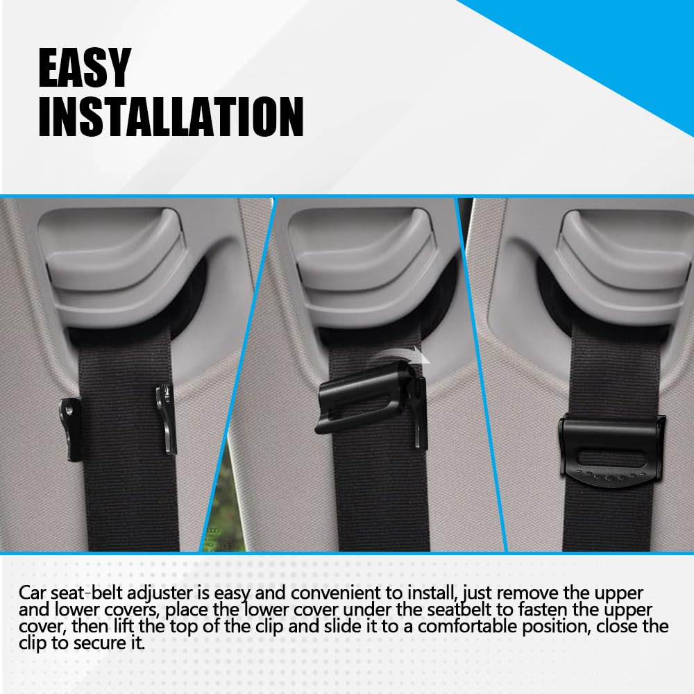 Universal Car Seat Belt Adjuster Clip - Smart Tension Adjuster for Shoulder & Neck Comfort, Black - Perfect for Long Drives & Daily Commutes