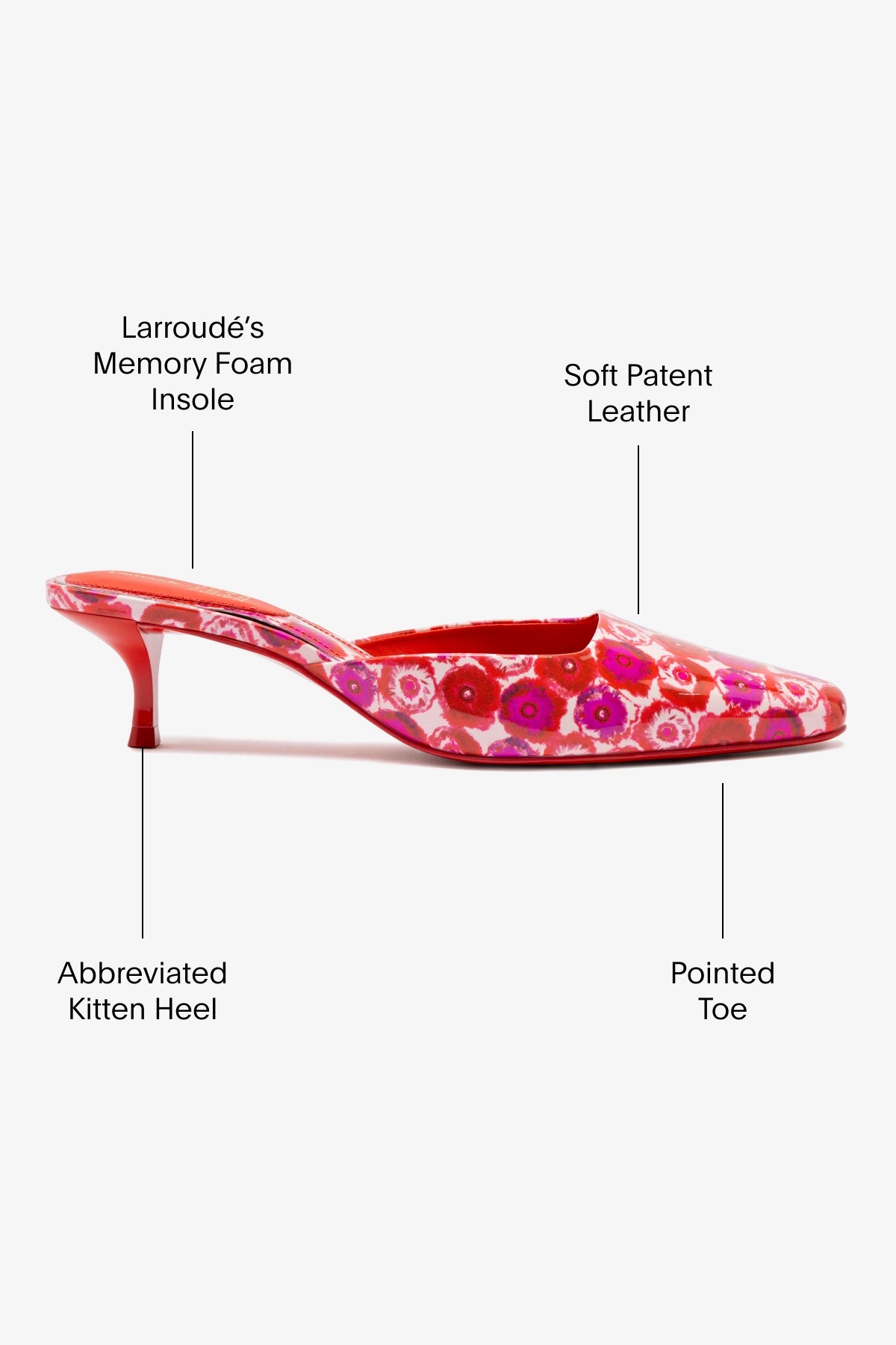 Larroudé x Jonathan Cohen Amal Mule - Red Abstract Printed Patent Leather Women's Shoes | Fashionable & Comfortable for Parties, Weddings & Special Occasions