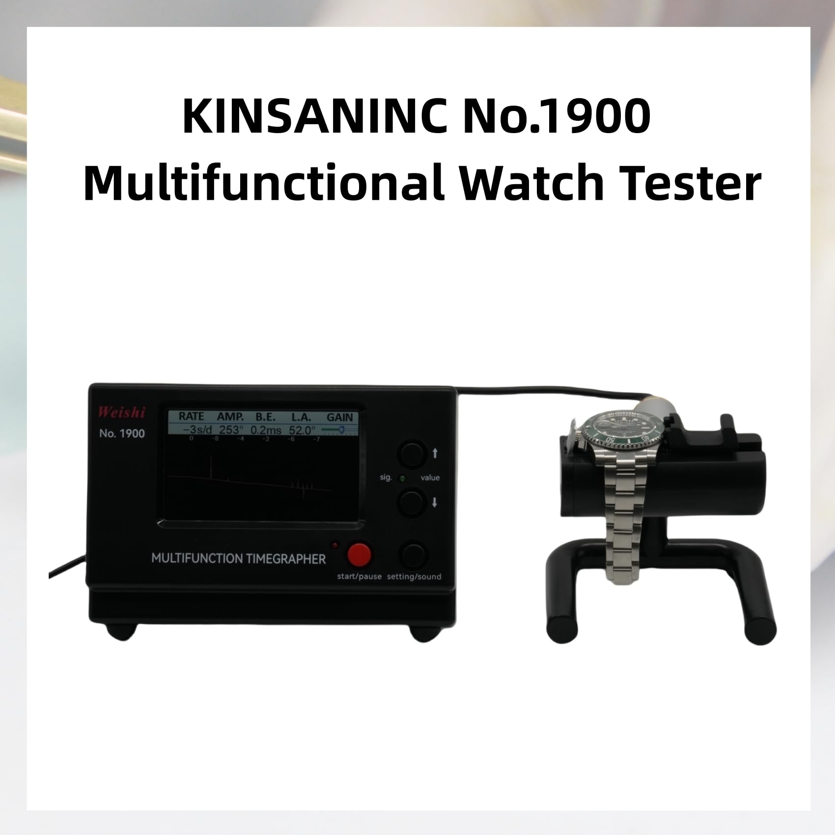 Professional No.1900 Watch Tester Timegrapher - Multifunctional Watch Timing Machine for Precision Calibration with LCD Display | Perfect for Watchmakers, Repair Shops & Enthusiasts