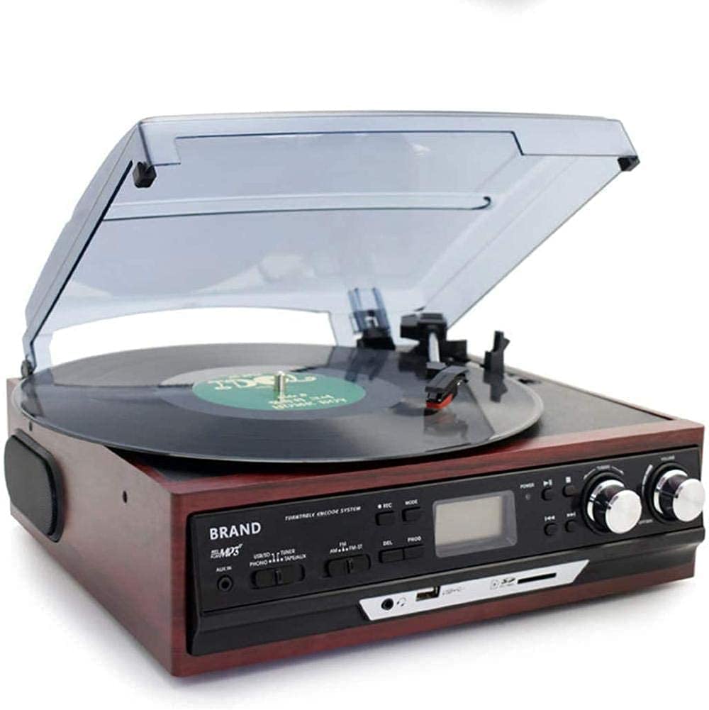 Vintage MaGiLL Record Player with AM/FM Radio & Cassette - Classic Gramophone Style Vinyl Turntable for Home Decor, Music Lovers & Retro Enthusiasts - Perfect for Living Rooms, Bedrooms & Gift Giving