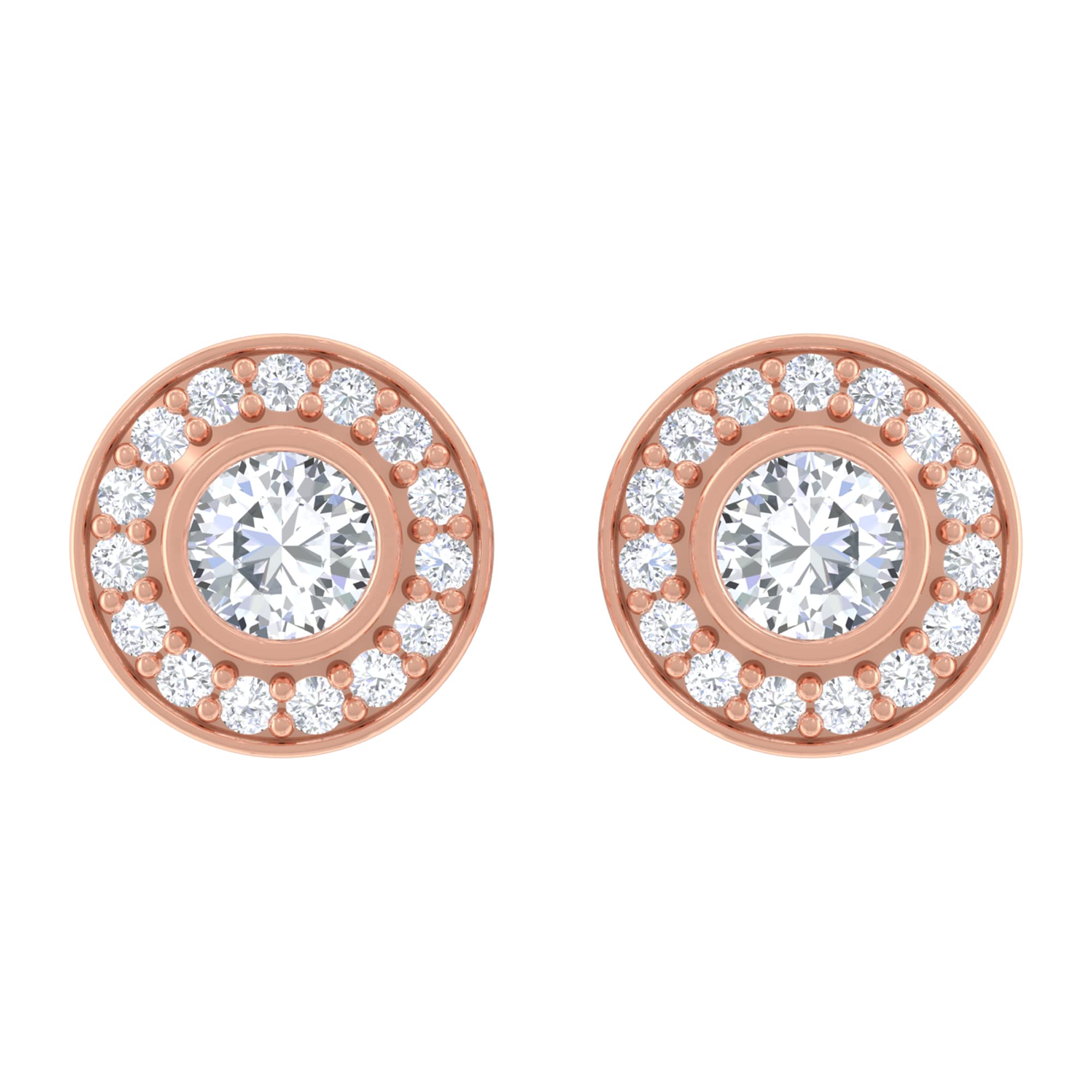 0.50 CT Cubic Zirconia Stud Earrings for Women - 10K Solid Gold Bridal Jewelry | Circle Stud Earrings for Wedding, Anniversary & Everyday Wear