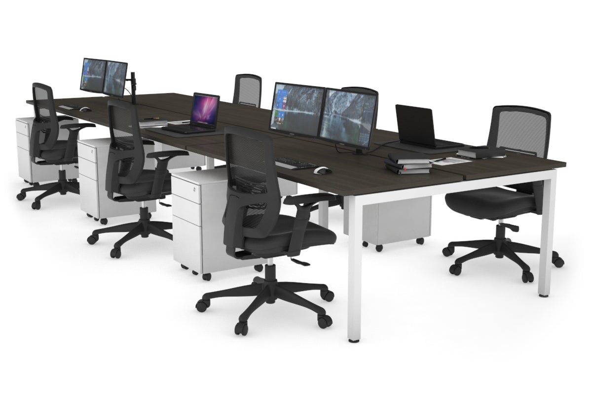 Quadro Square Legs 6-Person Office Workstation Desk [1600L x 700W] - Perfect for Team Collaboration & Open Office Spaces