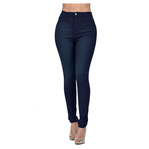 Women's High Waisted Straight Leg Jeans - Slim Fit Dark Blue Denim Pants for Casual Wear (XL) | Perfect for Office, Dating & Everyday Outfits