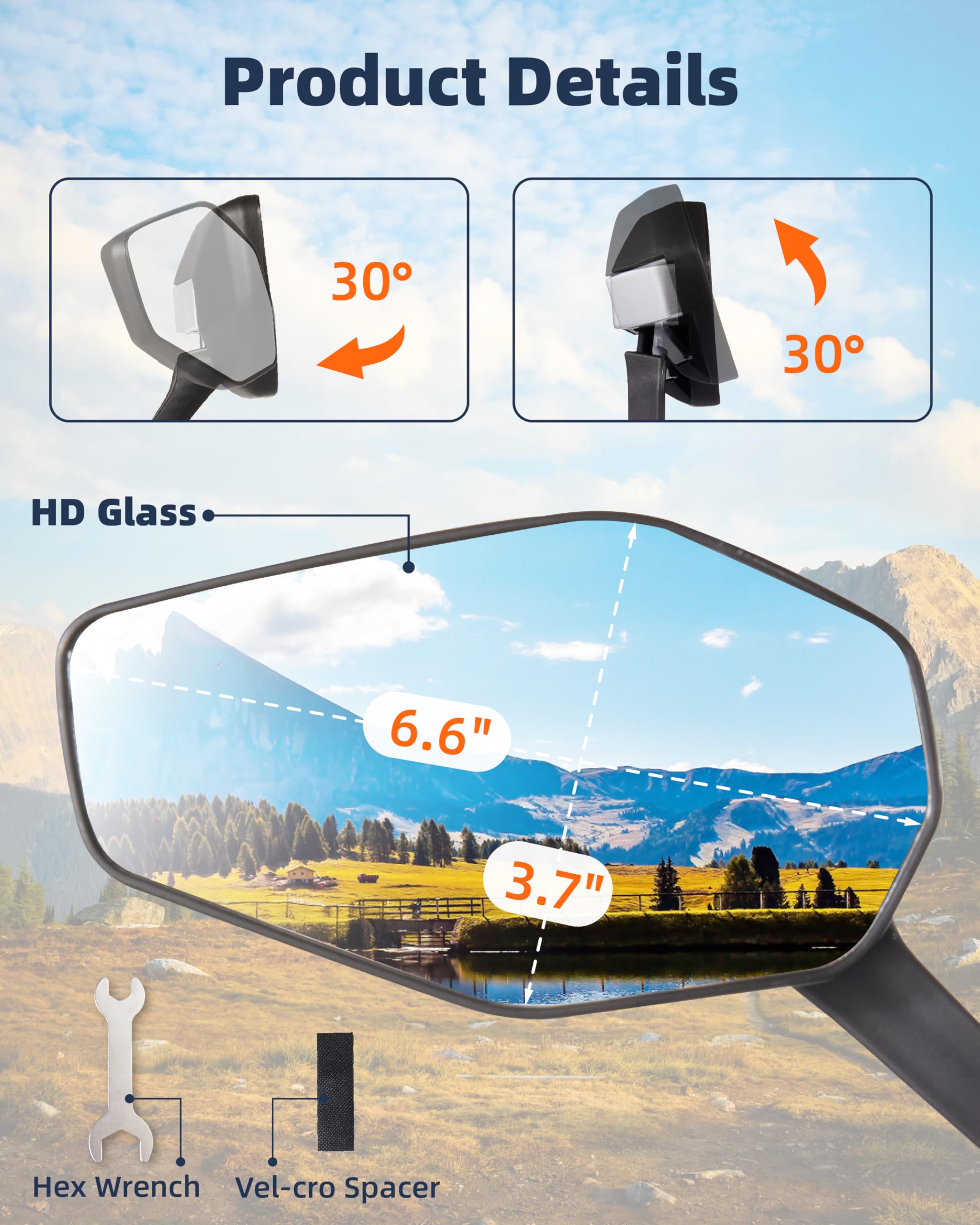 360° Adjustable Bike Mirror Handlebar Mount - Scratch Resistant Glass Lens Safety Rear View Mirror for Mountain/Road Bikes, E-Bikes & Scooters (Left Side) - Perfect for Commuting, Cycling Safety & Urban Riding