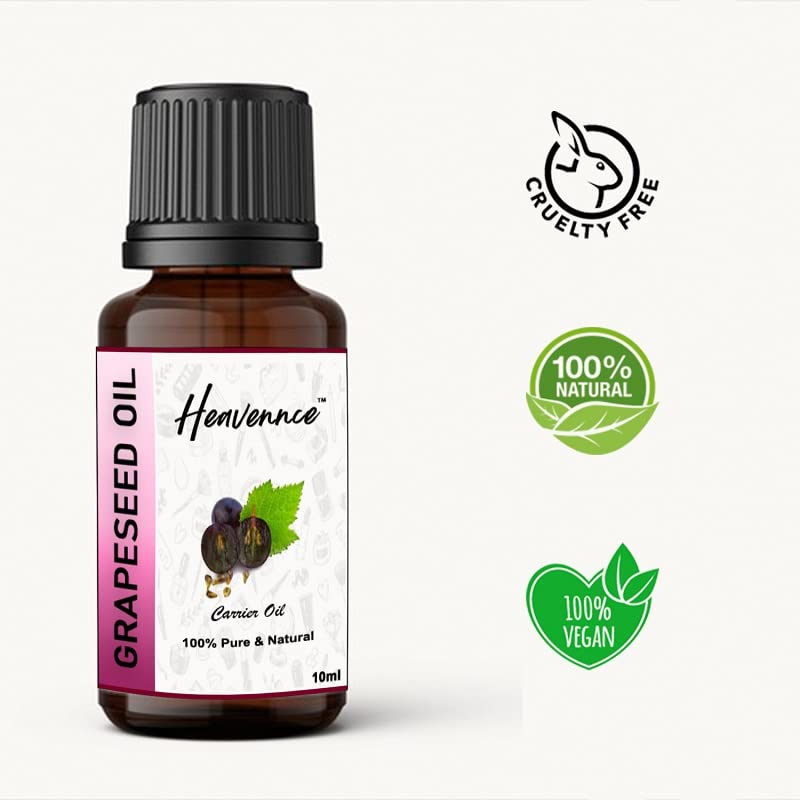 Pure Grapeseed Carrier Oil for Skin Tightening & Moisturizing - 10ml | Natural Anti-Aging Face & Hair Treatment | Perfect for Massage, Aromatherapy & DIY Beauty Recipes
