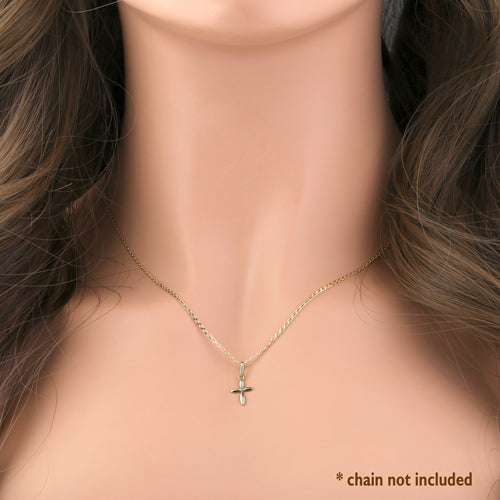 14K Solid Yellow Gold Vintage Cross Pendant with Clear CZ Stones - Elegant Religious Jewelry for Women, Perfect for Church, Weddings & Everyday Wear