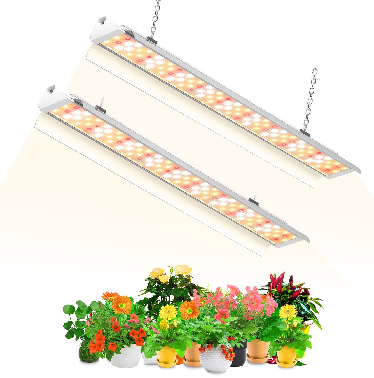 2 Pack SZHLUX 2FT 80W Full Spectrum LED Grow Lights (2×40W) - Linkable Sunlight Plant Lights for Indoor Plants, Seedlings, Hydroponics & Greenhouse with On/Off Switch - Perfect for Indoor Gardening, Vertical Farming & Plant Shelves