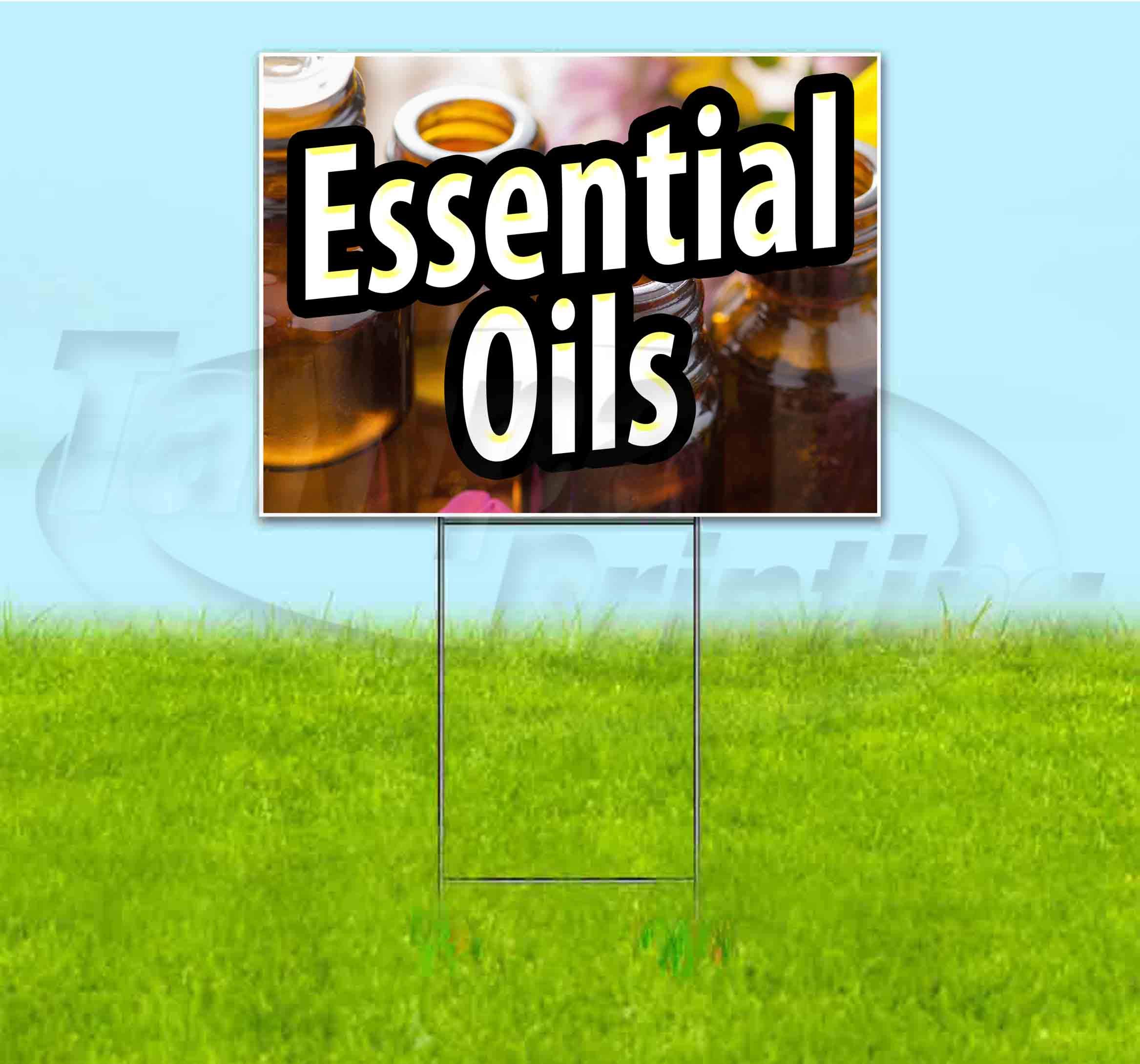 Premium Essential Oils Yard Sign 18x24 Inches - Durable Metal Step Stake Included | Bulk Discounts & Multi-Pack Options | Perfect for Aromatherapy Business Advertising & Herbal Garden Decor