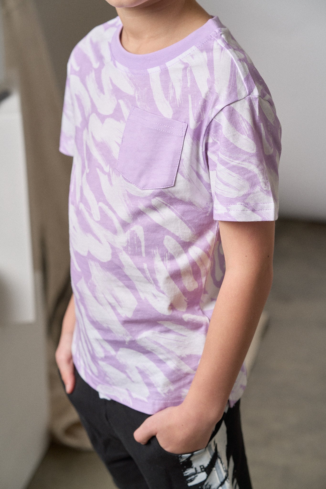 Brush Stroke Tee - Soft Lavender Cotton T-Shirt for Women | Casual & Artistic Graphic Tee for Everyday Wear, Outings & Gift Giving