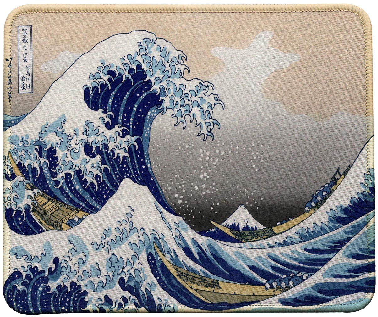 Premium Japan Art Mouse Pad - The Great Wave of Kanagawa Painting - Non-Slip Gaming & Office Desk Mat for Computers, Laptops - Perfect for Home, Office & Gaming Setups