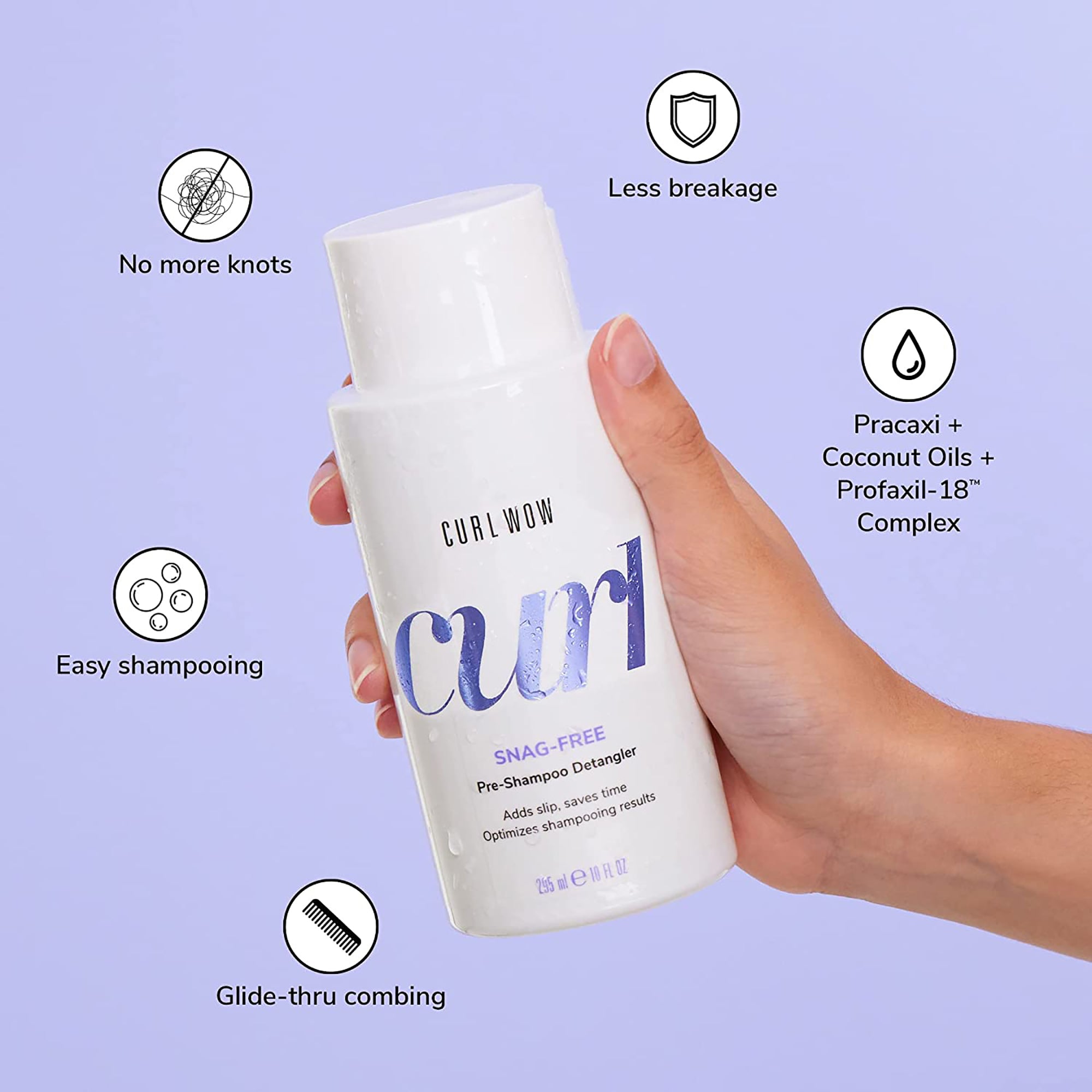 Color Wow Curl Wow SNAG FREE Pre-Shampoo Detangling Spray for Curly Hair - Tames Frizz & Prevents Breakage - Perfect for Pre-Wash Detangling & Curl Definition