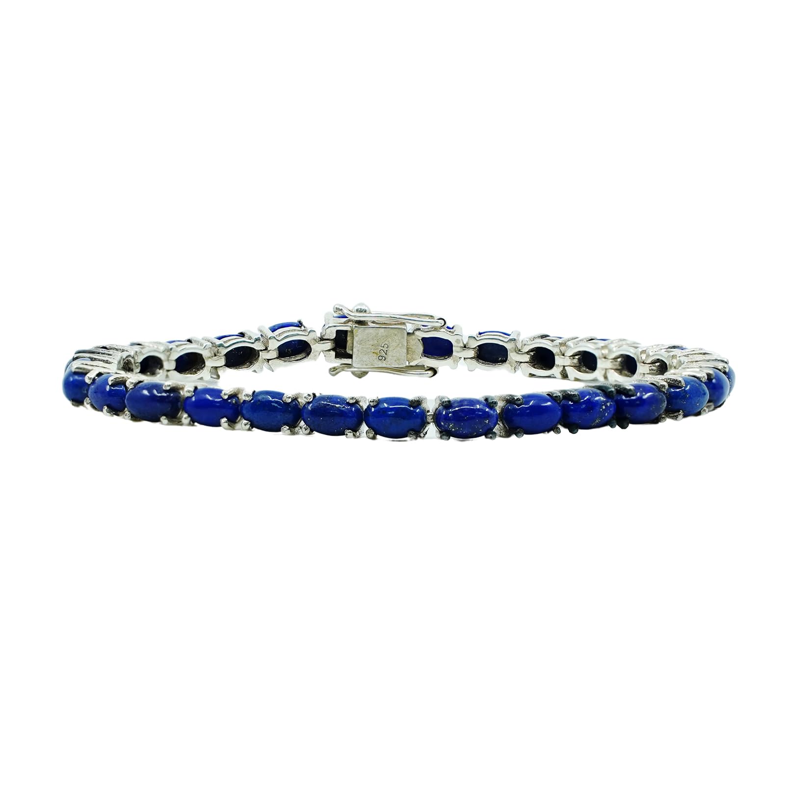925 Sterling Silver Tennis Bracelet for Women - Lapis Lazuli Gemstone Designer Jewelry, 7.5